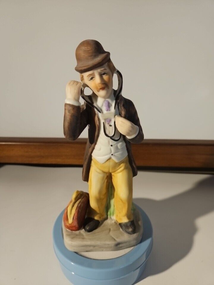 Vintage Porcelain Bisque Doctor Figurine w/ Stethoscope & Bag 6.5\