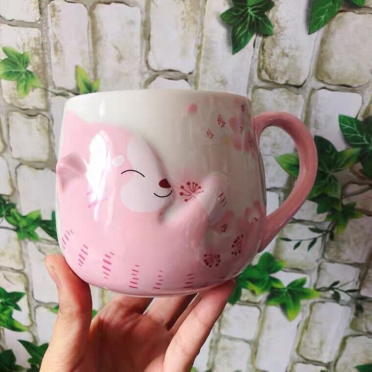 Starbucks Sakura Cute Cat Cherry Blossom Coffee Mug Limited Edition Gift 12oz