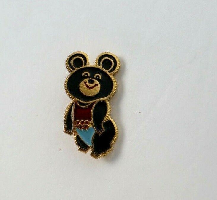 Vintage MOCKBA Misha Bear Olympics Olympic Games Pin Pinback