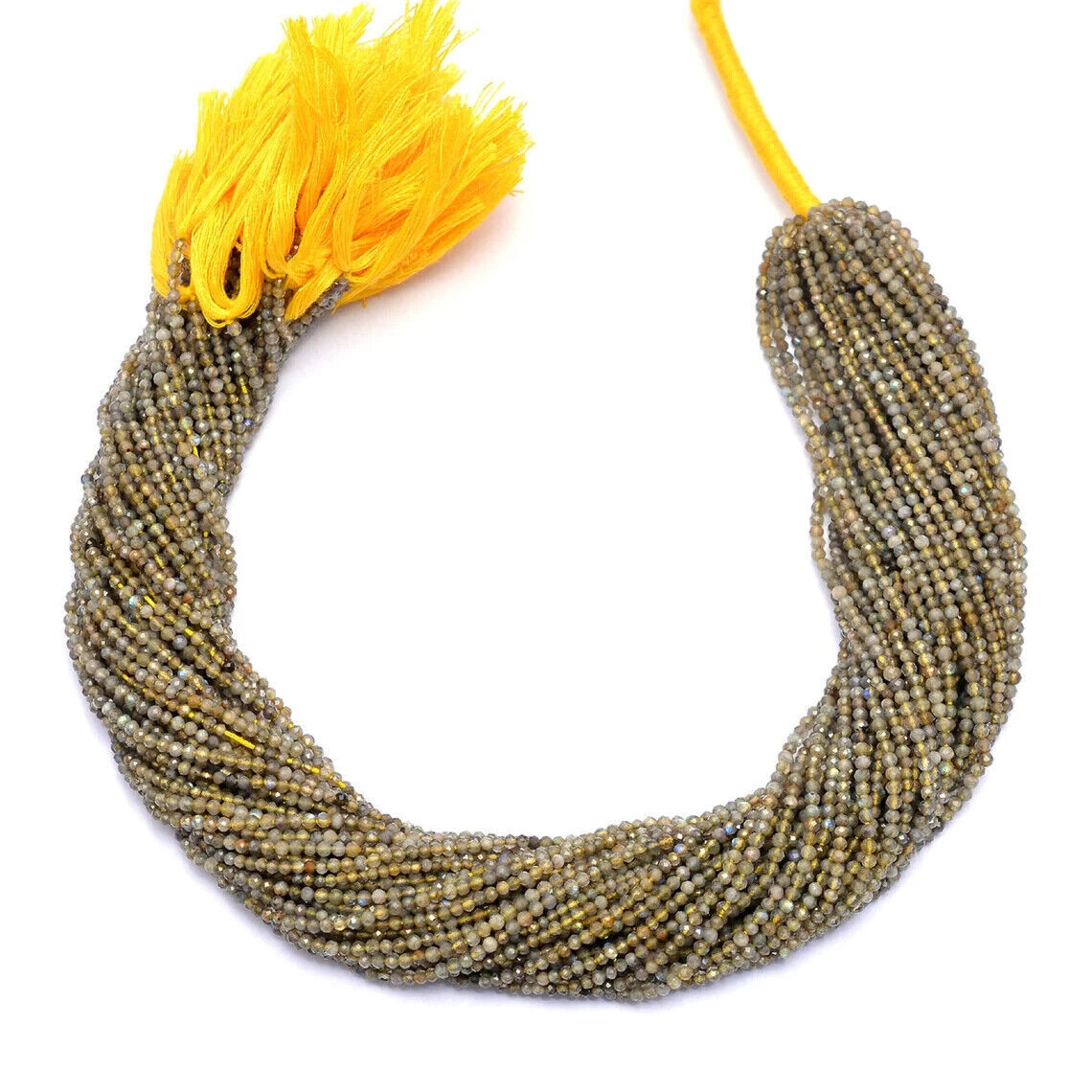 Natural AAA Yellow Labradorite 2mm-2.5m Faceted Rondella Beads 33cm 1 Strand