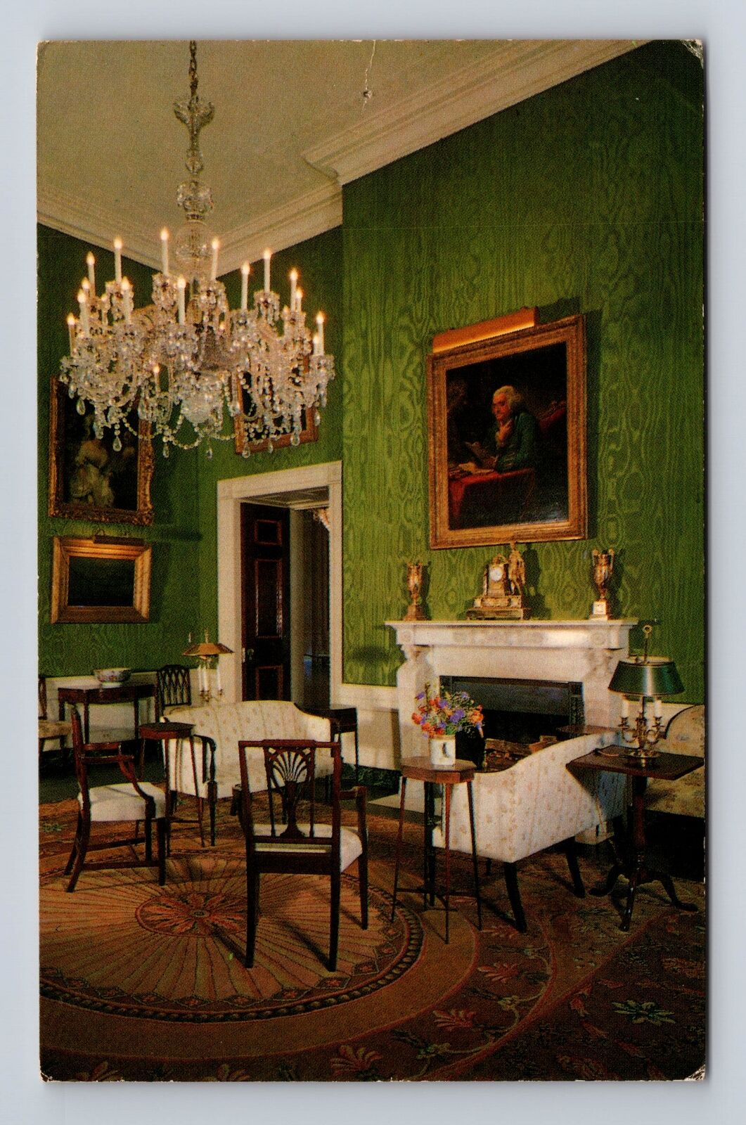 Washington DC-Green Room, Antique, Vintage c1965 Souvenir Postcard