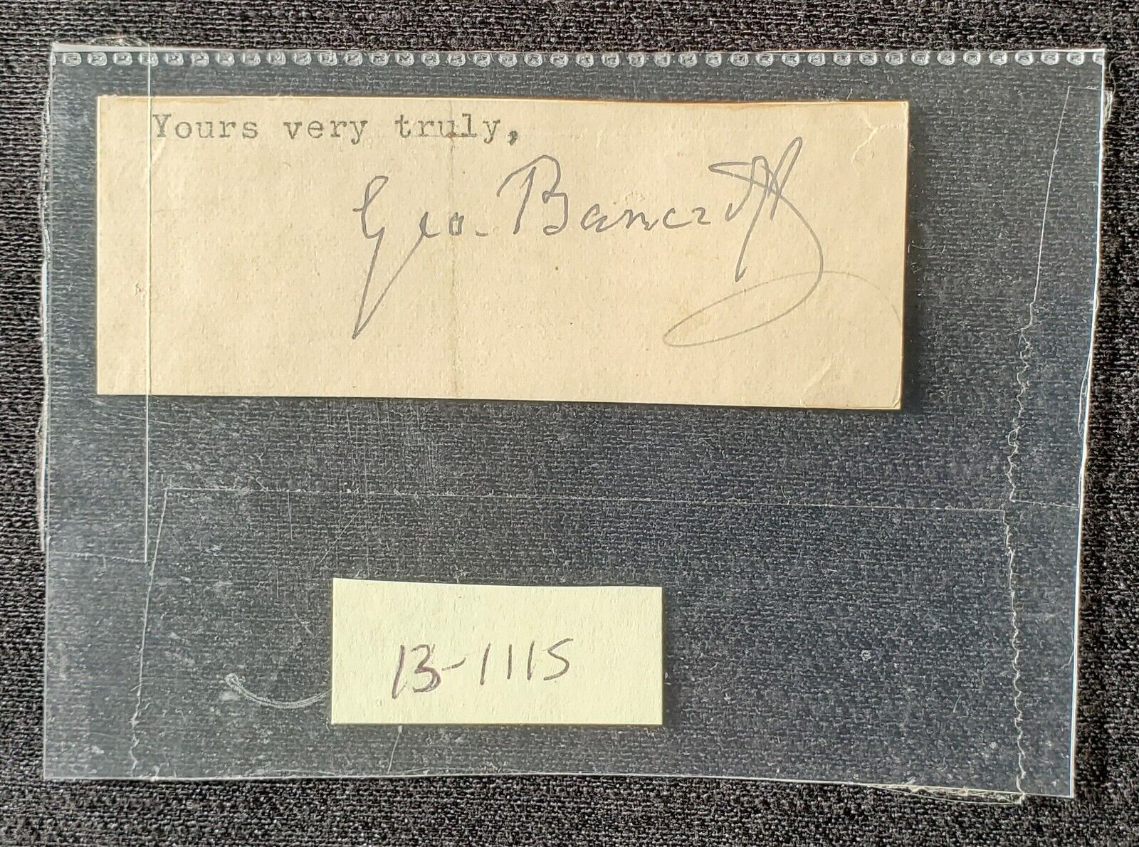 1860s/1880s US Secretary Of Navy Senator George Bancroft Autograph Card