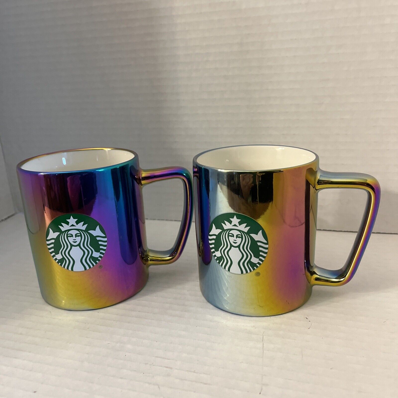 Pair Of Starbucks Rainbow Iridescent Logo Starbucks Coffee Mug Cup 11oz 2022