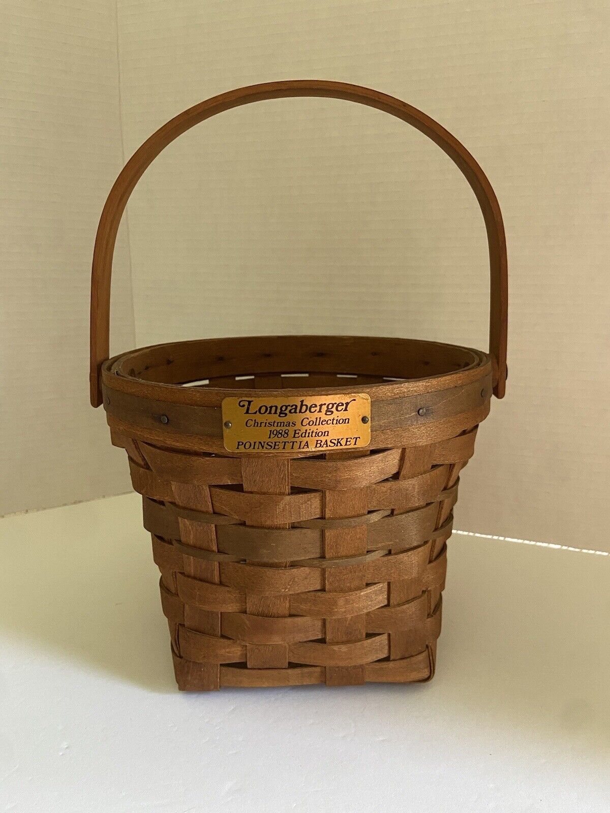 Vintage Longaberger Basket 1988 Poinsetta Christmas Collection Brown Signed USA