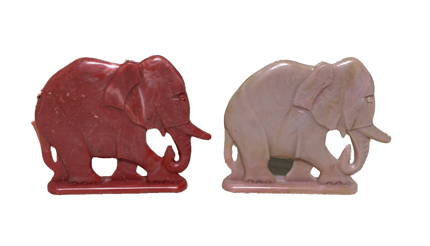 1950s Vintage Cracker Jack Prize Toy Stand Up Elephant Set of 2