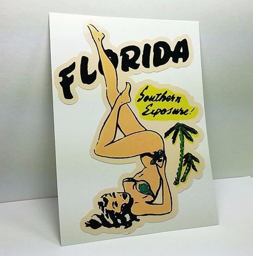 Florida Pinup Vintage Style Travel Decal, Vinyl Sticker, Luggage Label