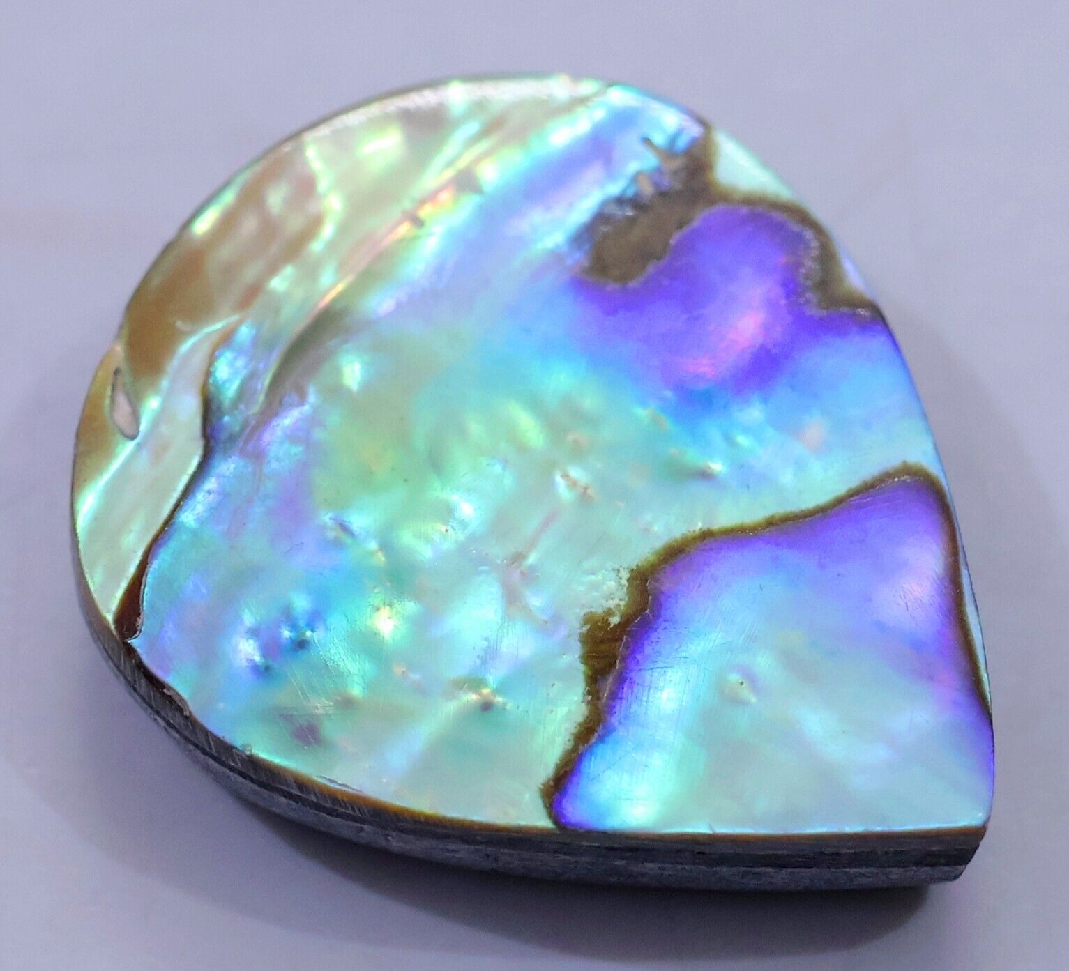 30 CT 100% NATURAL RAINBOW FIRE ABALONE SHELL PEAR CABOCHON GEMSTONE EM-750