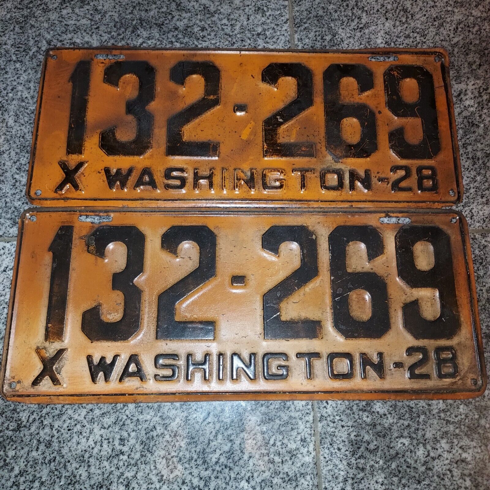 Original Matched  Set 1928  Washington State License Plates