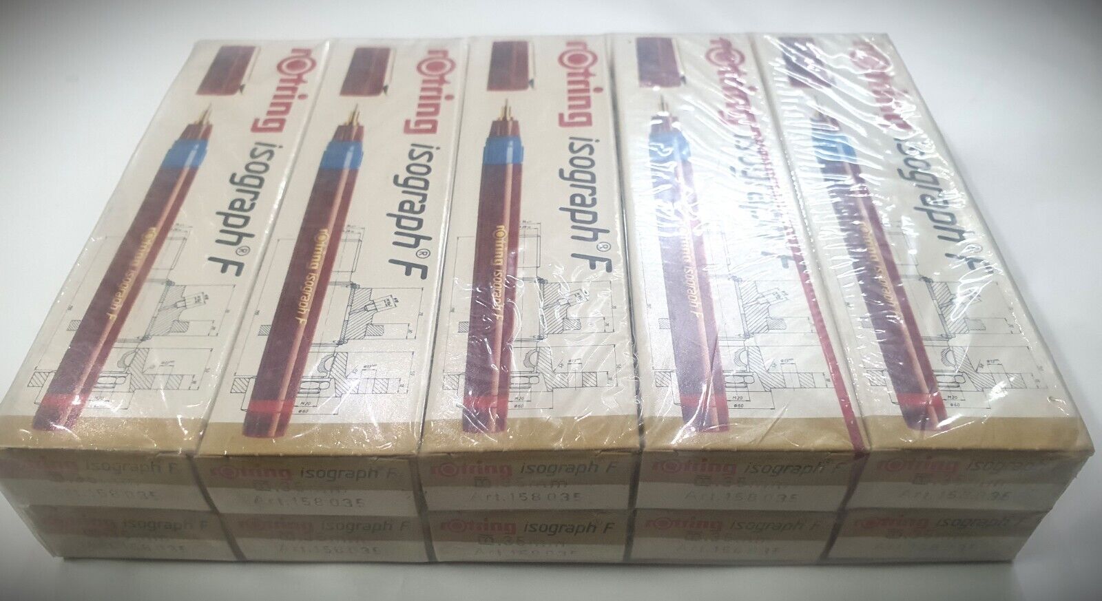 alot of 10 pcs Nos Vintage Rotring Isograph F Pens . Made in W.Germany