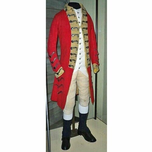 New Men's Red British Revolutionary War Soldier Tailcoat Wool Coat Fast Shipping