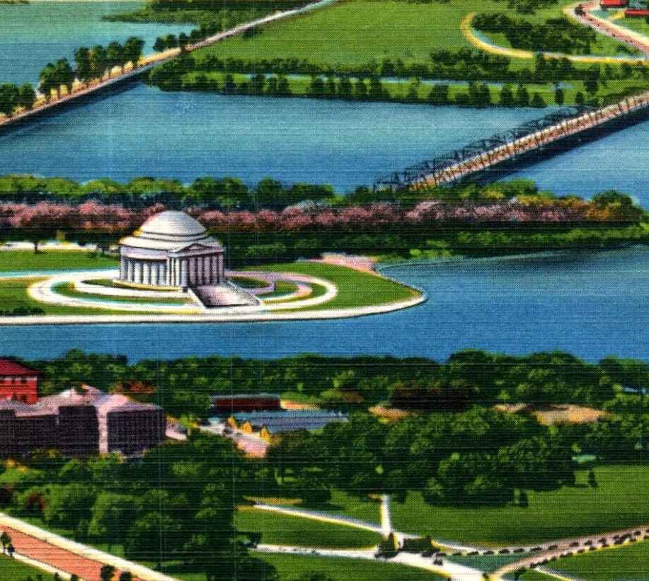 Vtg c.1939 Postcard Washington D.C. Washington Monument Jefferson Memorial-Bri48