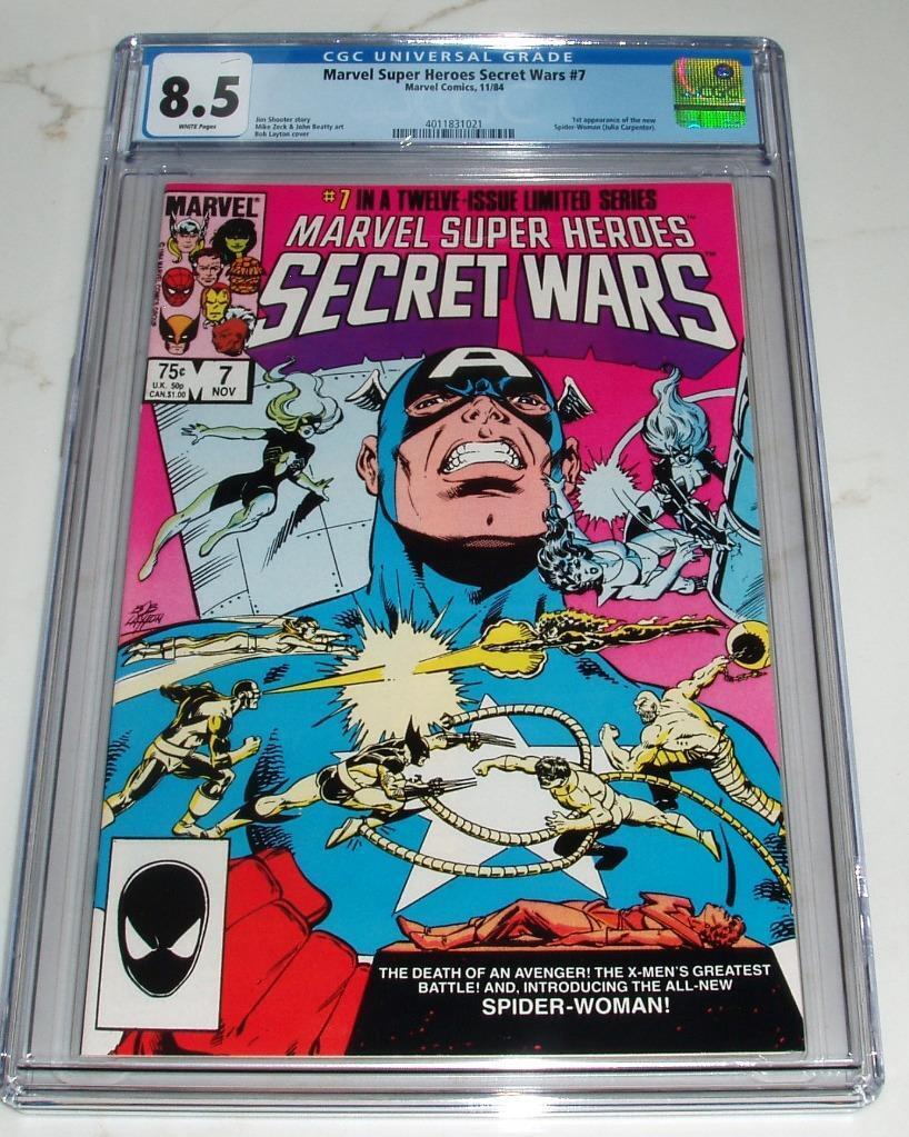 MARVEL SUPER HEROES SECRET WARS #7 CGC 8.5-1ST NEW SPIDER-WOMAN-GEM CASE-1984