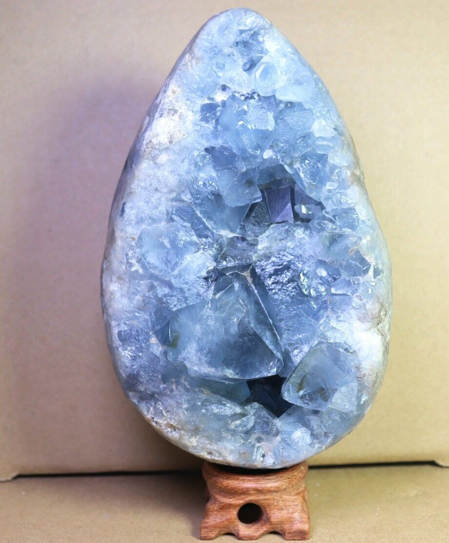 6.04lb Natural Gorgeous Blue Celestite Egg Geode Quartz Crystal Reiki Healing