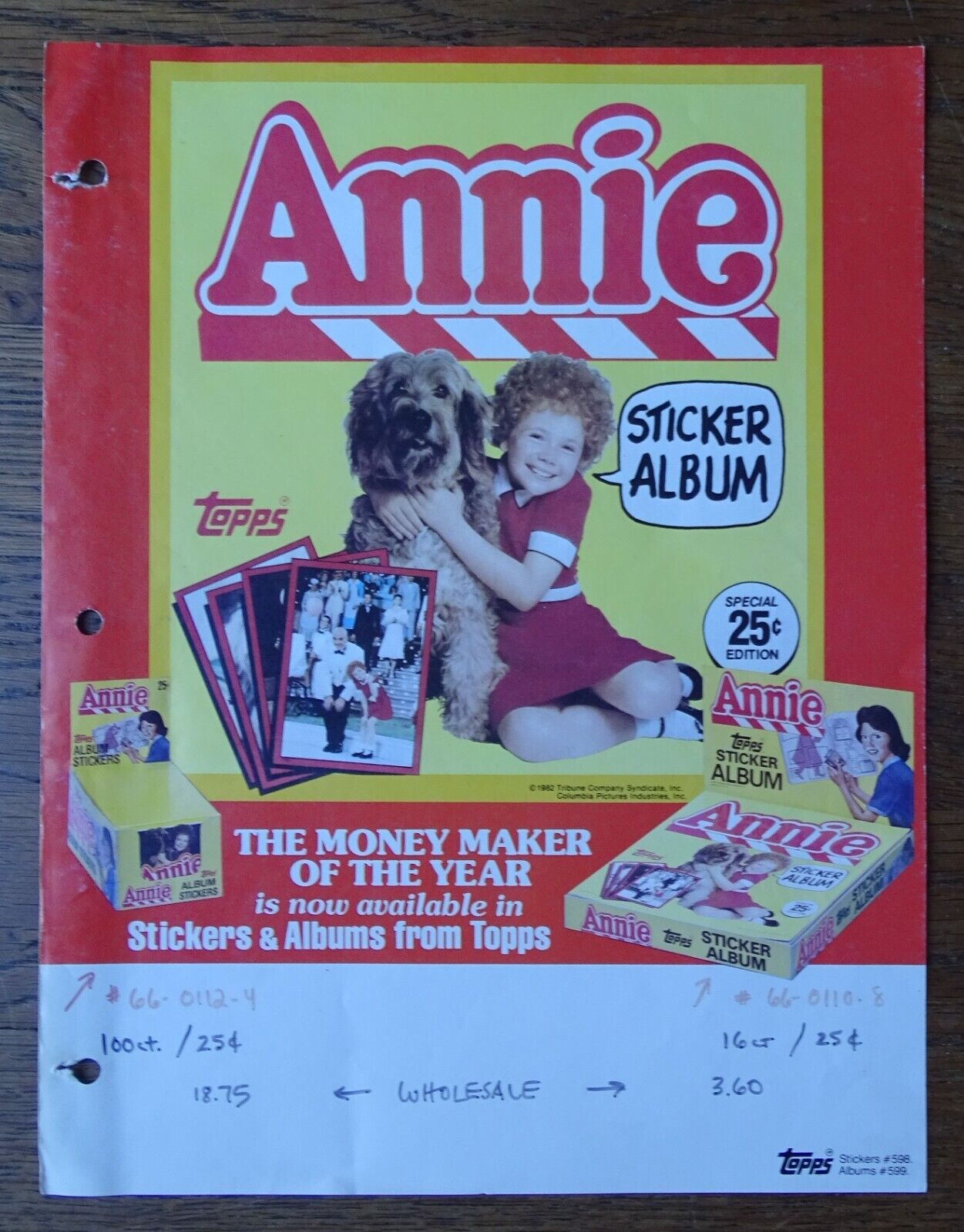 1982 Topps Annie Sticker Album Sell Sheet (NO PRODUCT) Aileen Marie Quinn 