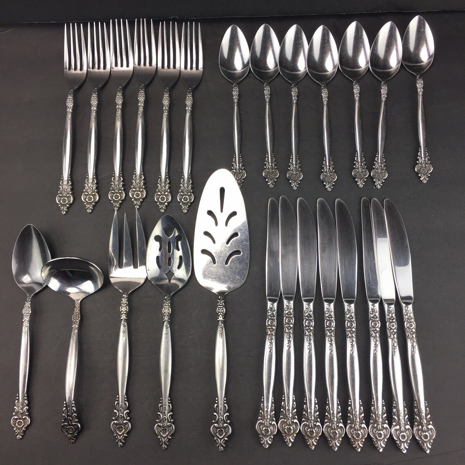 Supreme Cutlery Stainless Forks Spoons Knives Floral Japan Disc VTG Lot of 26