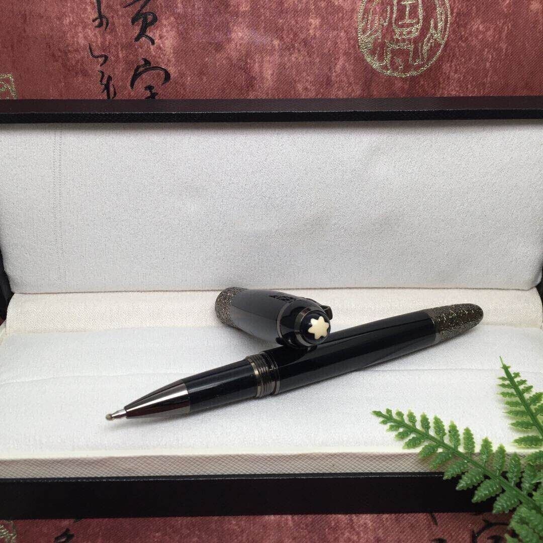 Luxury Great Writers Series Black+Grey Clip 0.7mm nib Rollerball Pen