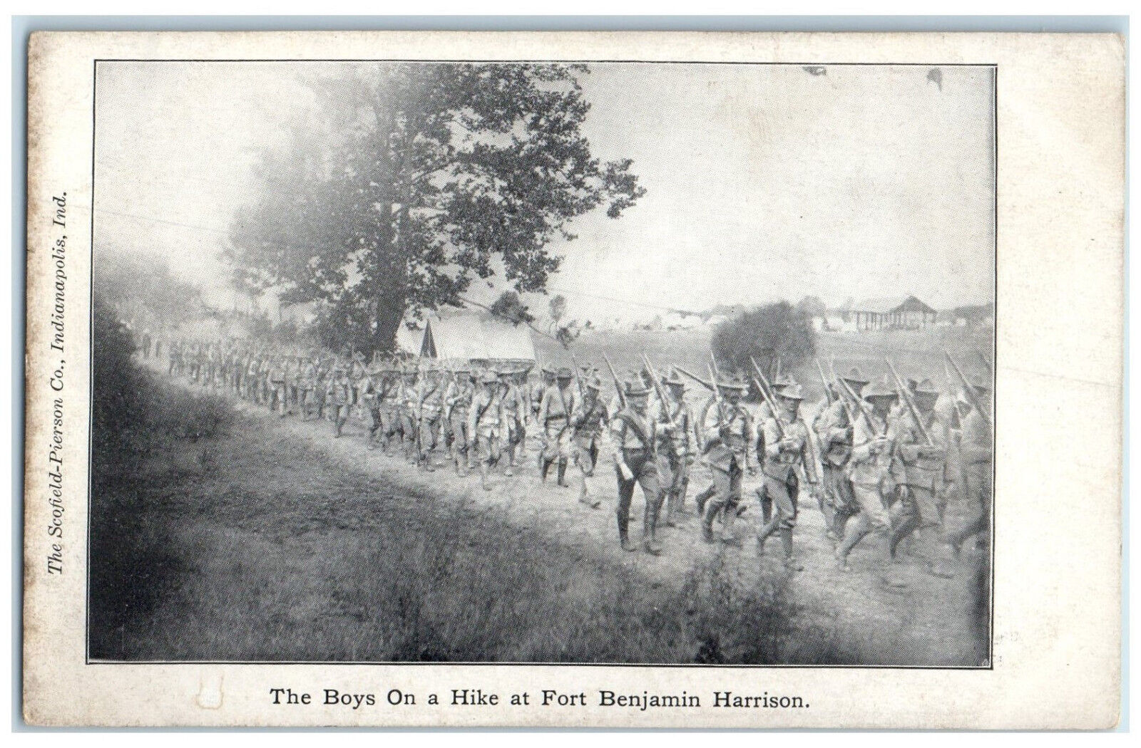 c1905 Fort Benjamin Harrison Indianapolis Indiana IN Boys on a Hike WW1 Postcard