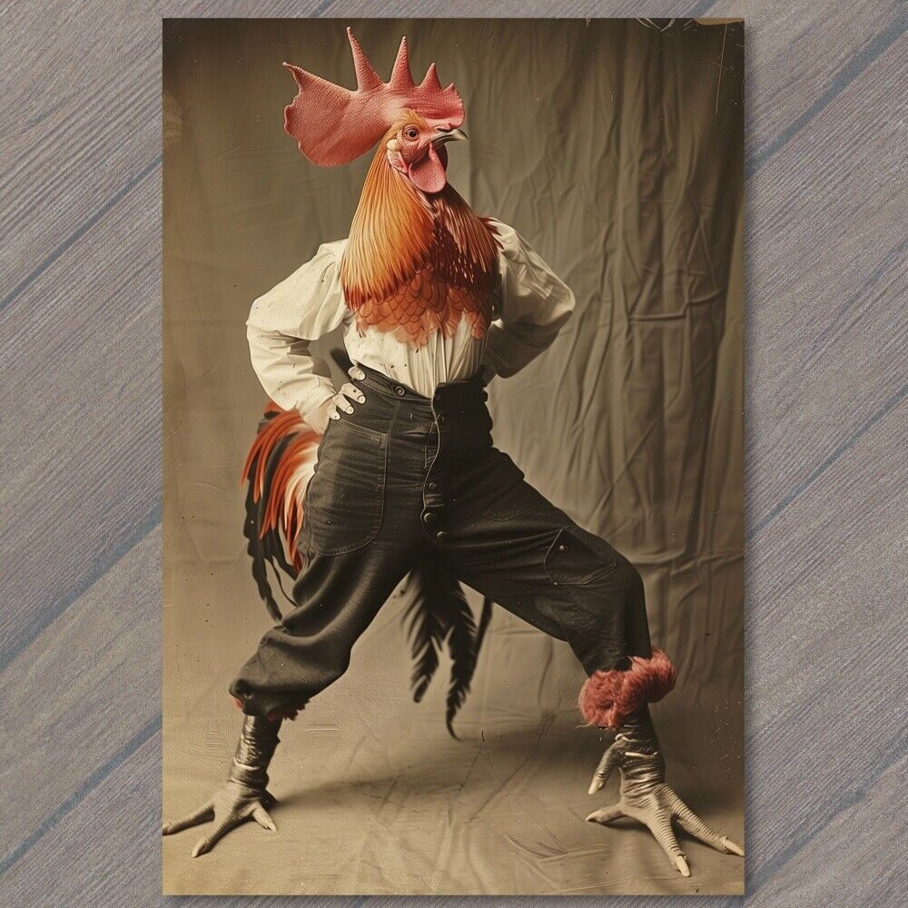 POSTCARD Rooster Chicken Mask Costume Man Strange Unusual Weird Creepy Fancy Fun