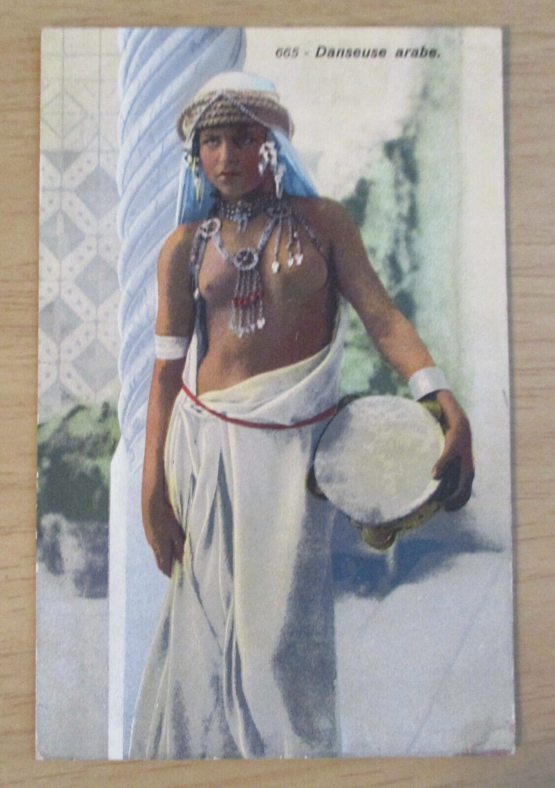 VTG 1910\'s Color Photo RISQUÉ Female POSTCARD~Lehnert & Landrock~TUNIS~#665