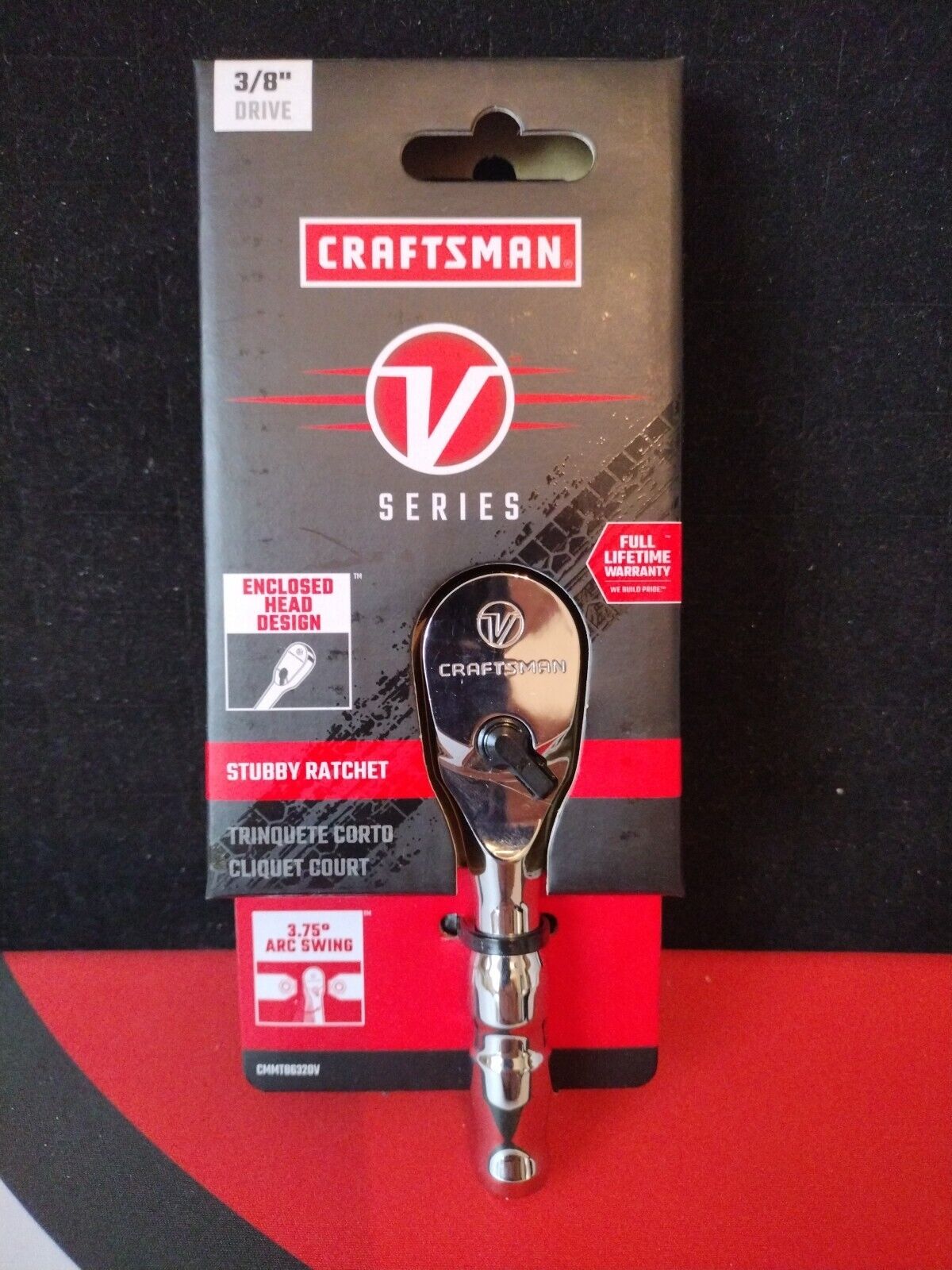 CRAFTSMAN V-SERIES Ratchet, 3/8 Inch Drive, 96-Tooth, Stubby (CMMT86320V) New