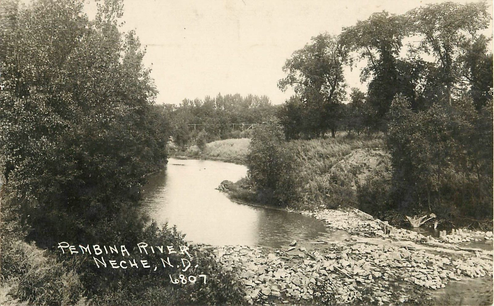 c1910 Pembina River, Neche, North Dakota Real Photo Postcard/RPPC