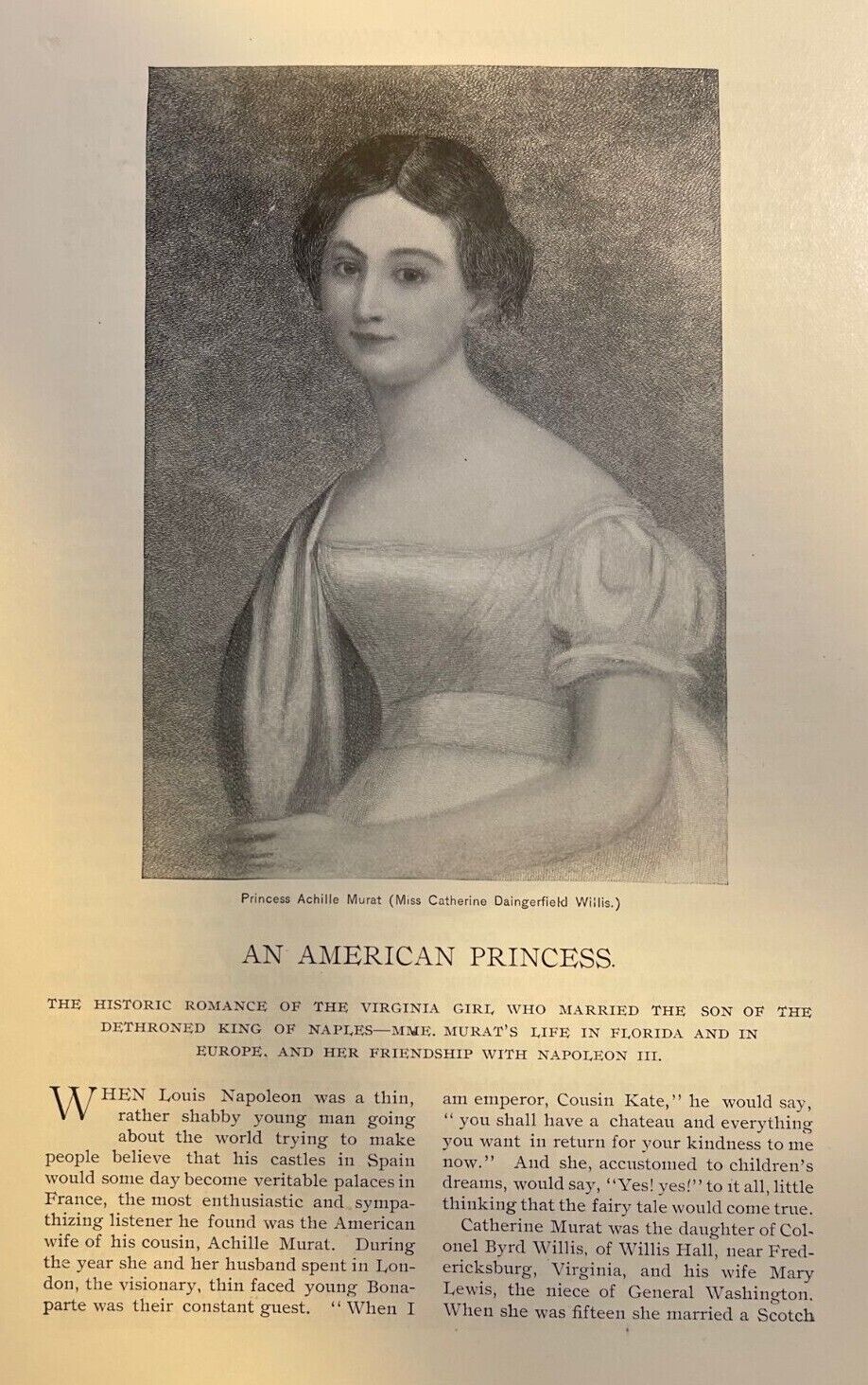 1896 American Princess Achille Murat Miss Catharine Dangerfield Willis 