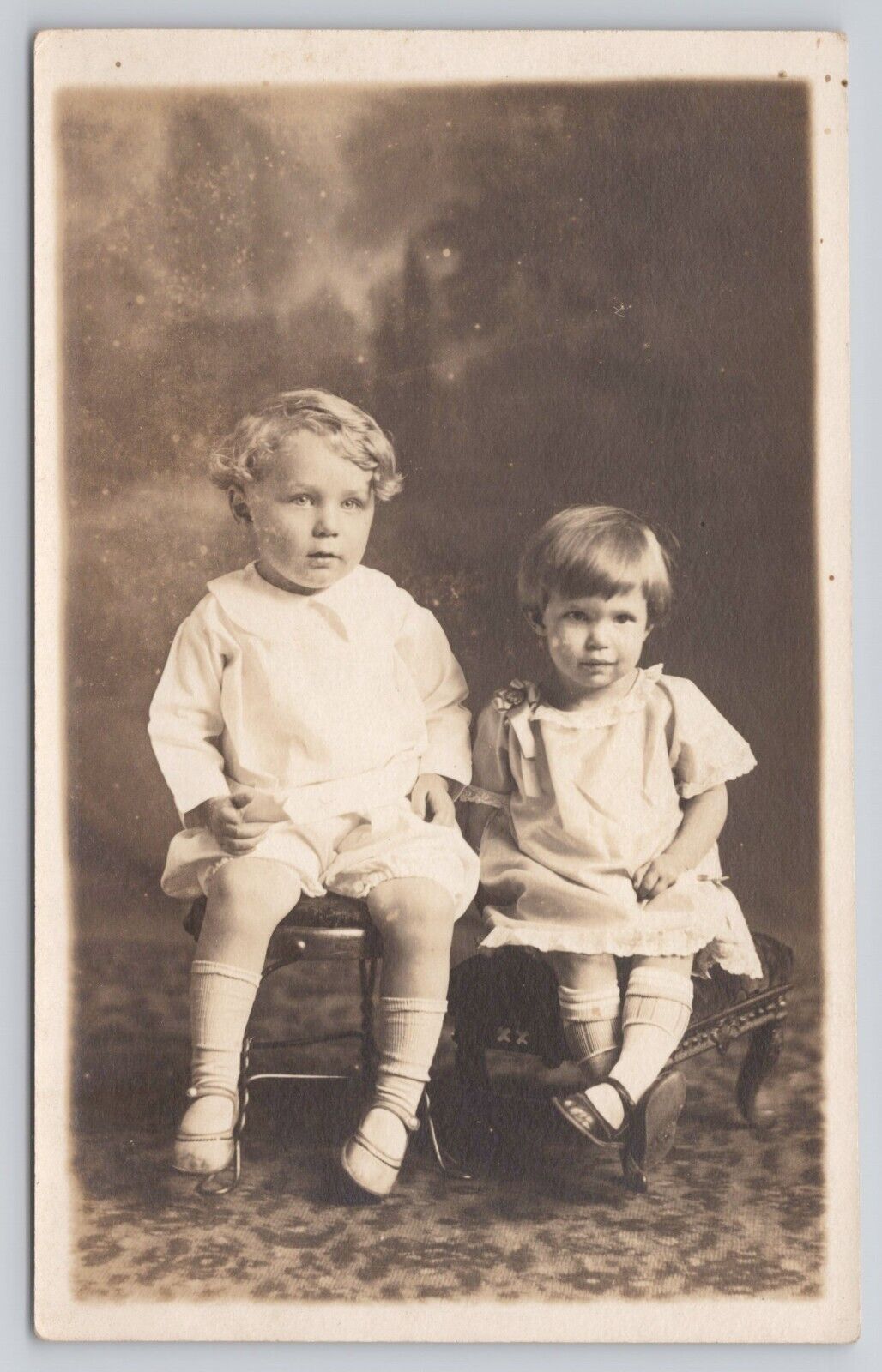 RPPC of Young Children Marked Anna May and Cousin AZO c1929-1940 Photo Postcard