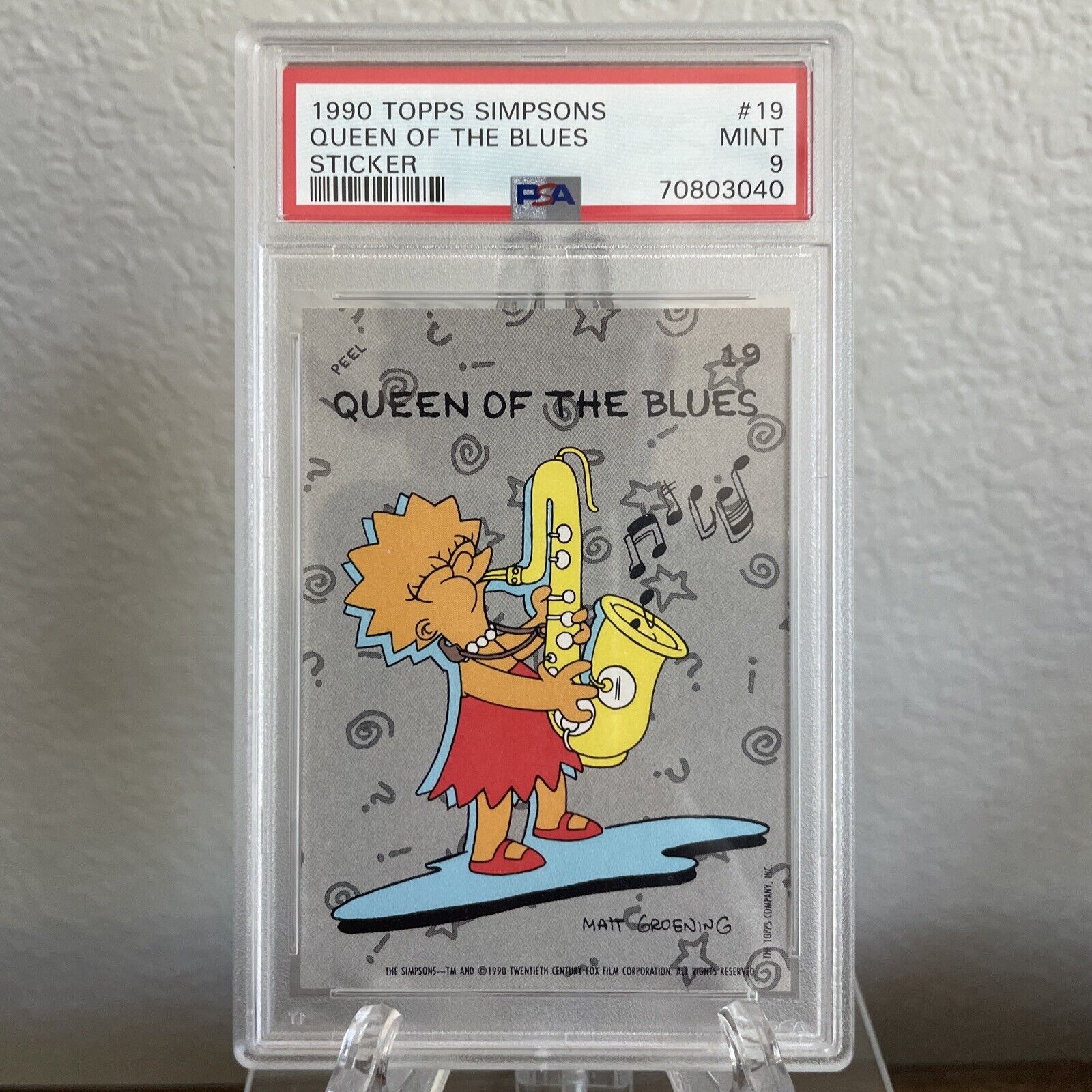1990 Topps Simpsons Stickers LISA SIMPSON QUEEN OF THE BLUES #19 | PSA 9 Mint
