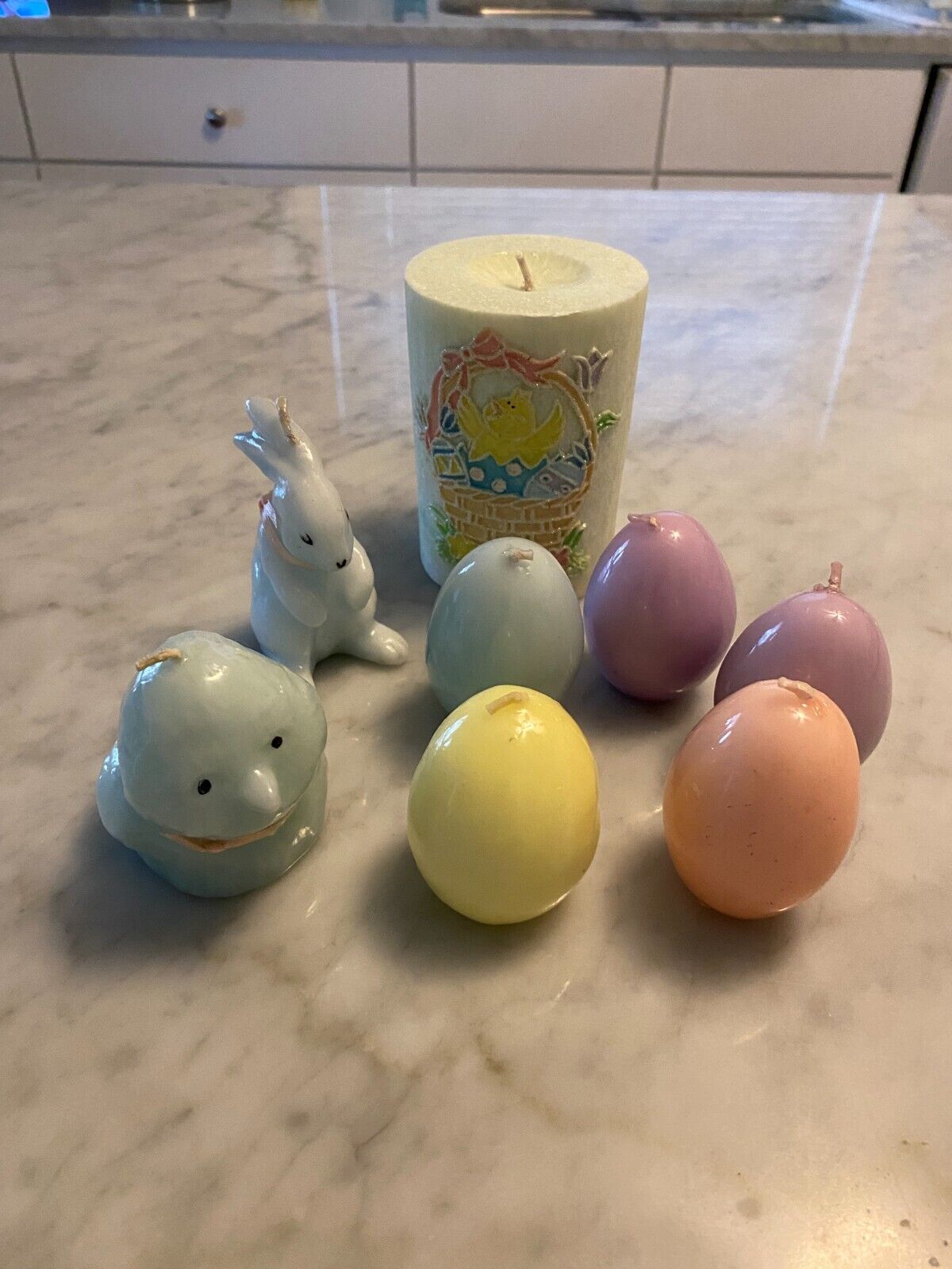 EASTER CANDLE COLLECTION - FIVE EGGS, BUNNY, CHICK, DECORATIVE CANDLE