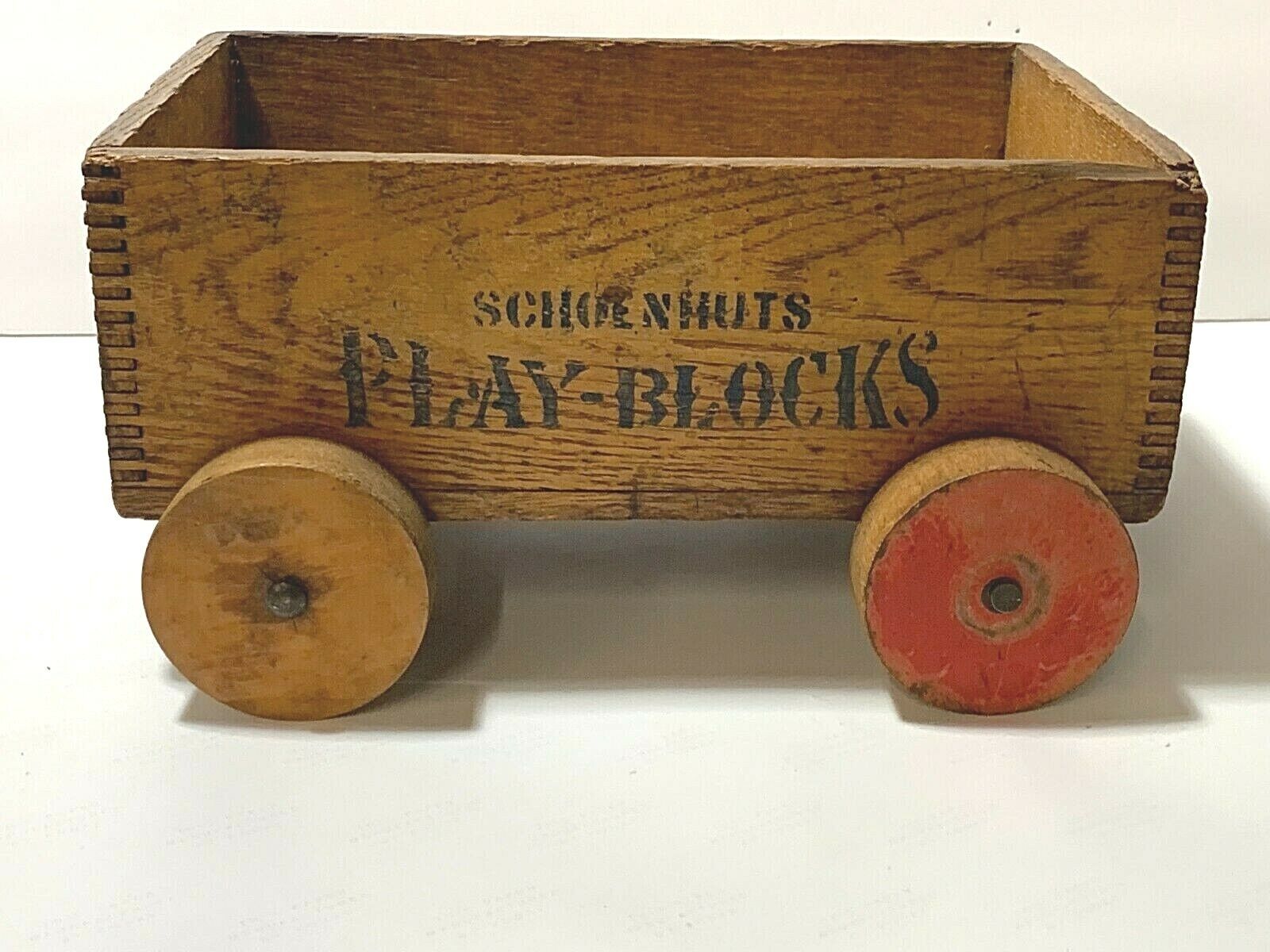 VINTAGE ANTIQUE 1920'S SCHOENHUT TOY PLAY-BLOCKS WAGON FINGER JOINING AND BLOCKS