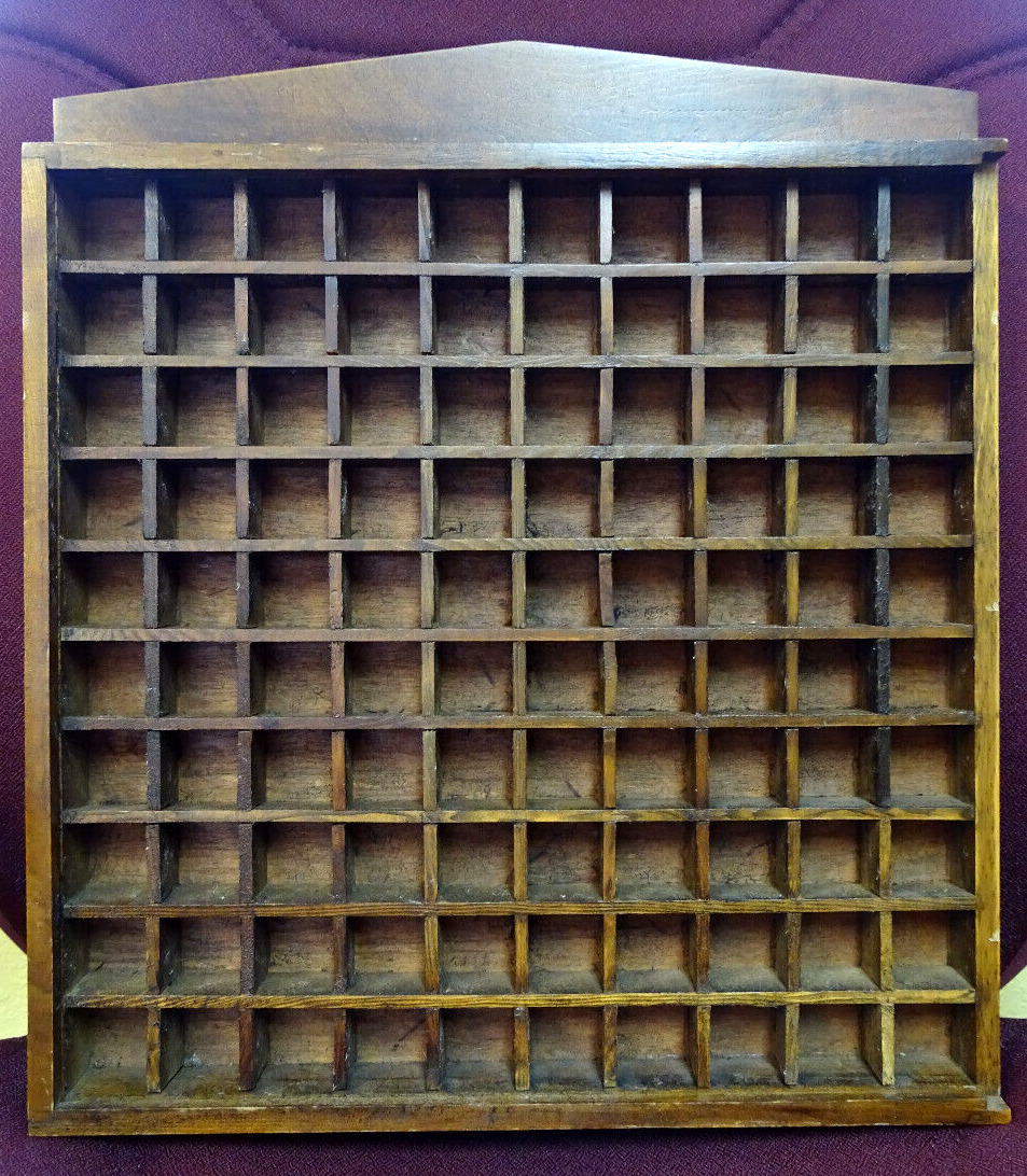 Vintage 100 Thimble Display Case Shadow Box Wall Rack Wooden Cabinet Box Only