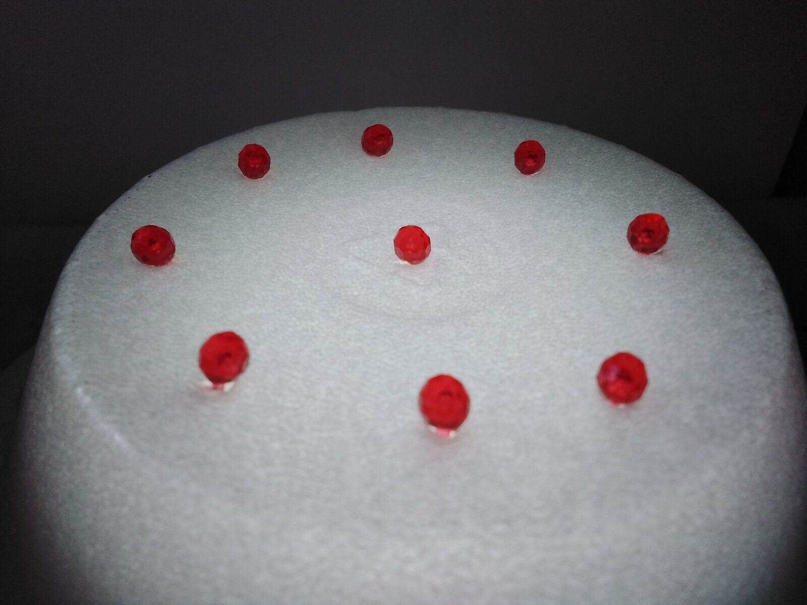 63 Red Round Faceted Mini Pins for Ceramic Christmas Trees.