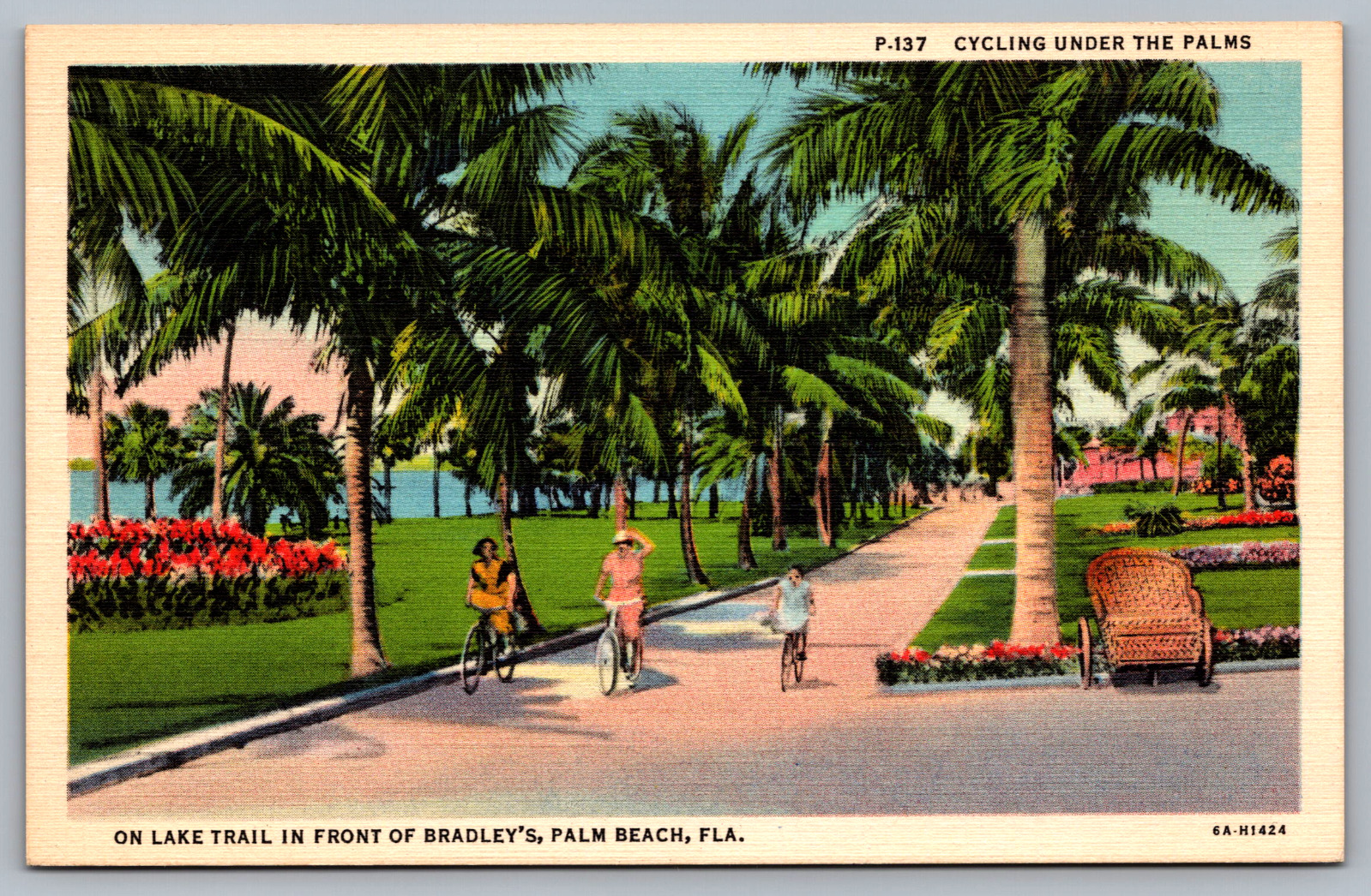 Postcard On Lake Trail in Front of Bradley\'s Palm Beach Florida Linen