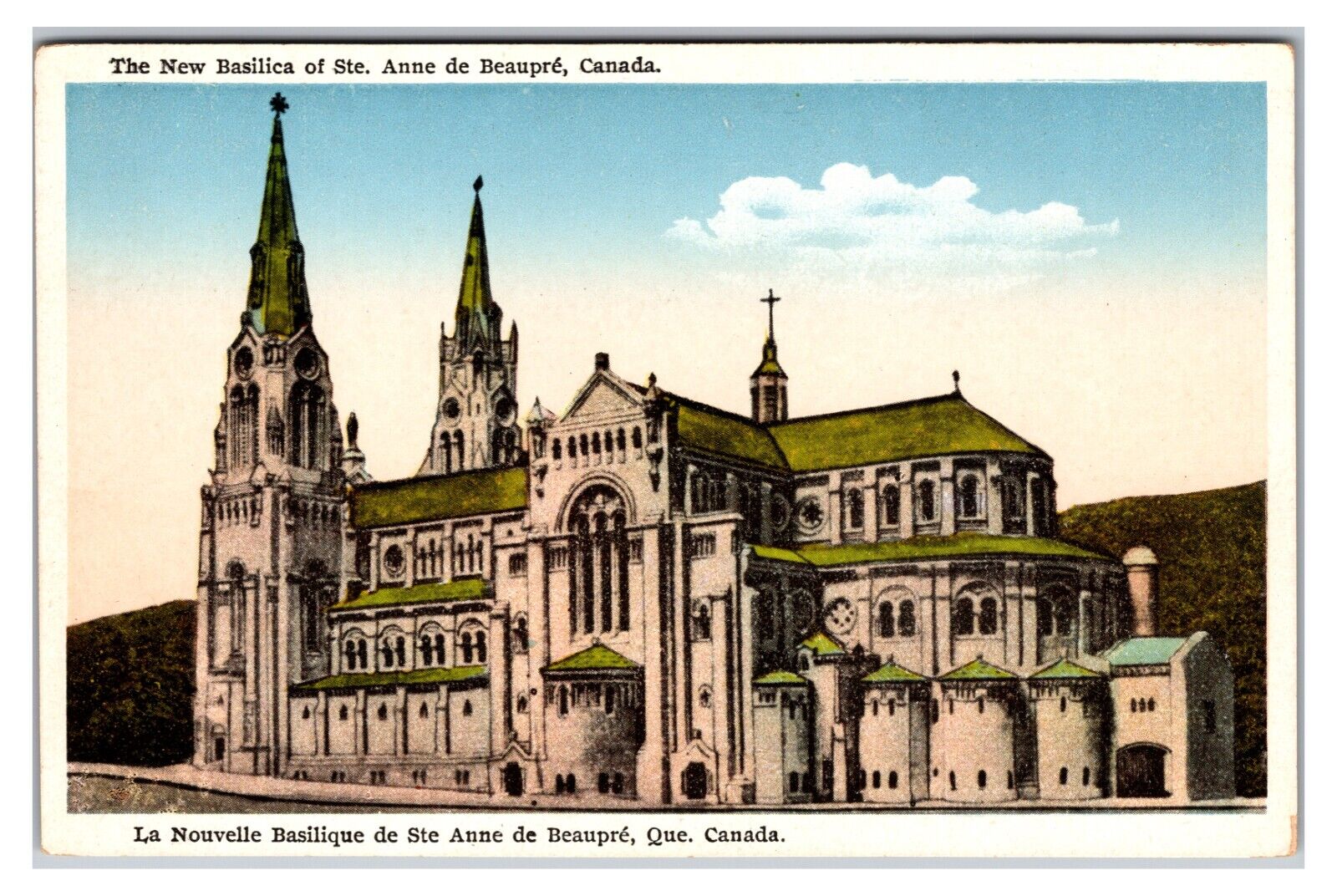 Vintage 1930s - New Basilica of Ste. Anne de Beaupre, Quebec - Canada Postcard