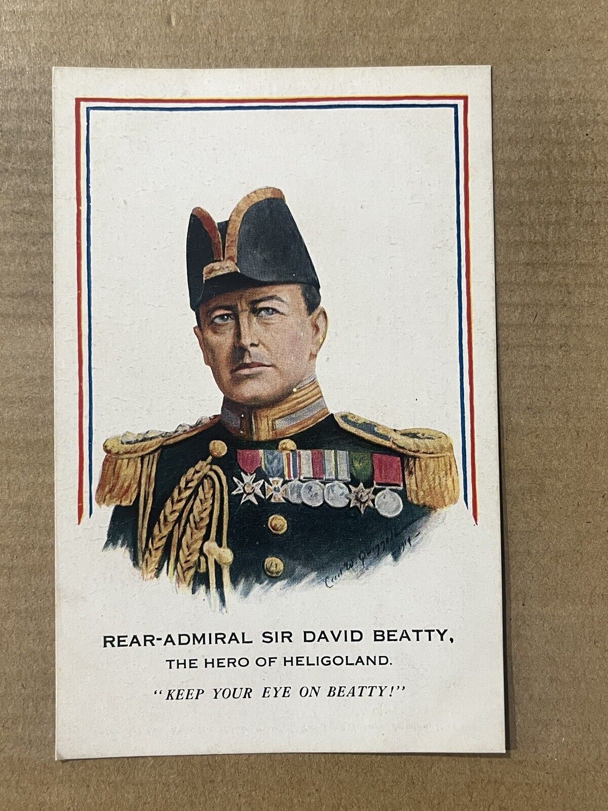 Postcard Rear Admiral Sir David Beatty British Royal Navy Hero Of Heligoland