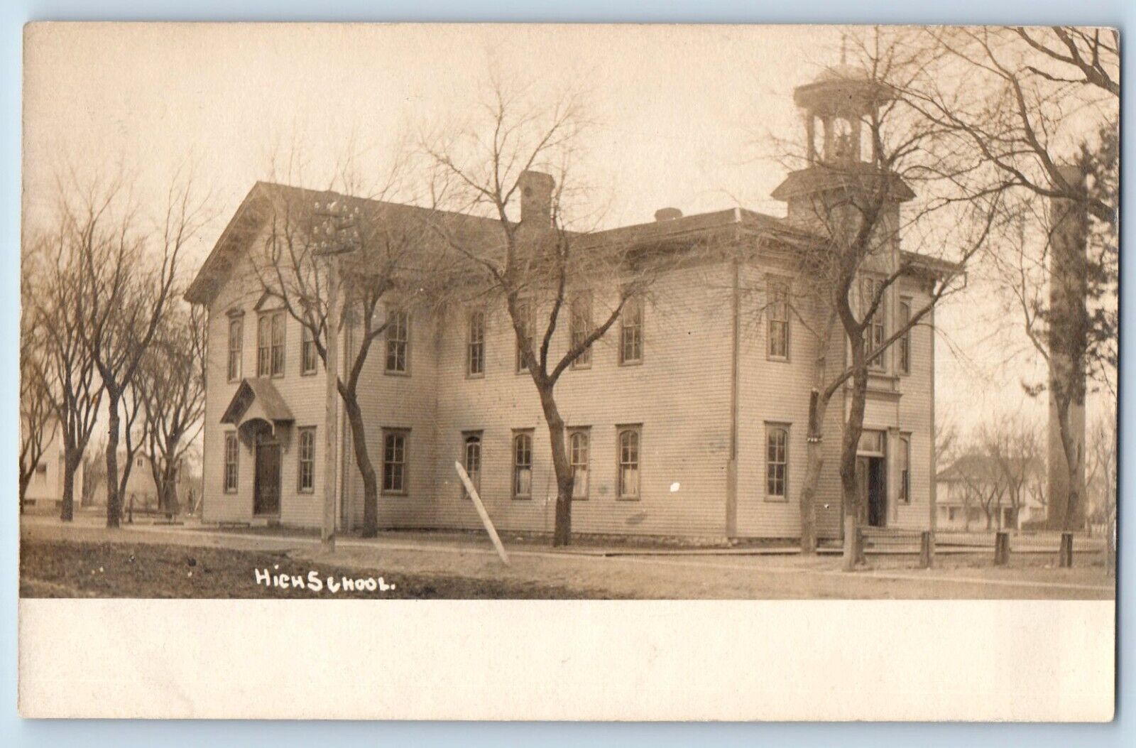 Walnut Iowa IA Postcard RPPC Photo High School Building Campus c1910's Antique