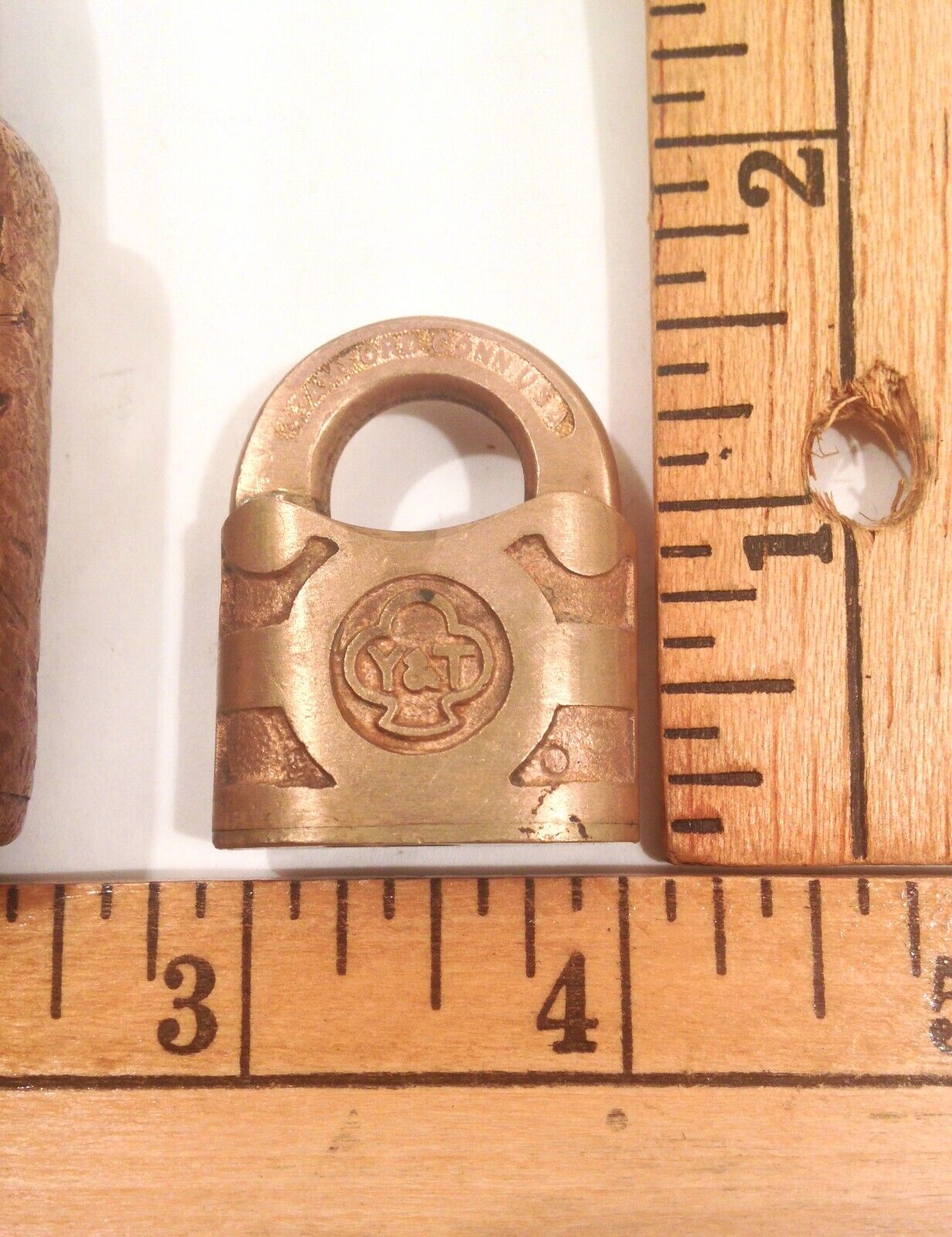 Vintage Very Small Yale & Towne Rare Brass Padlock + Large Lock Both W/ Trefoil