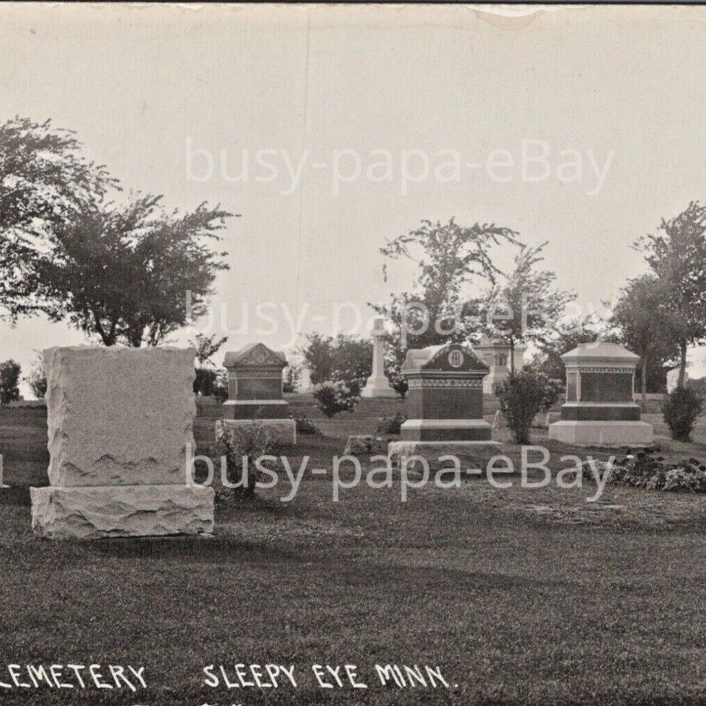 Vintage 1910s RPPC Home Cemetery Church Sleepy Eye Minnesota Postcard