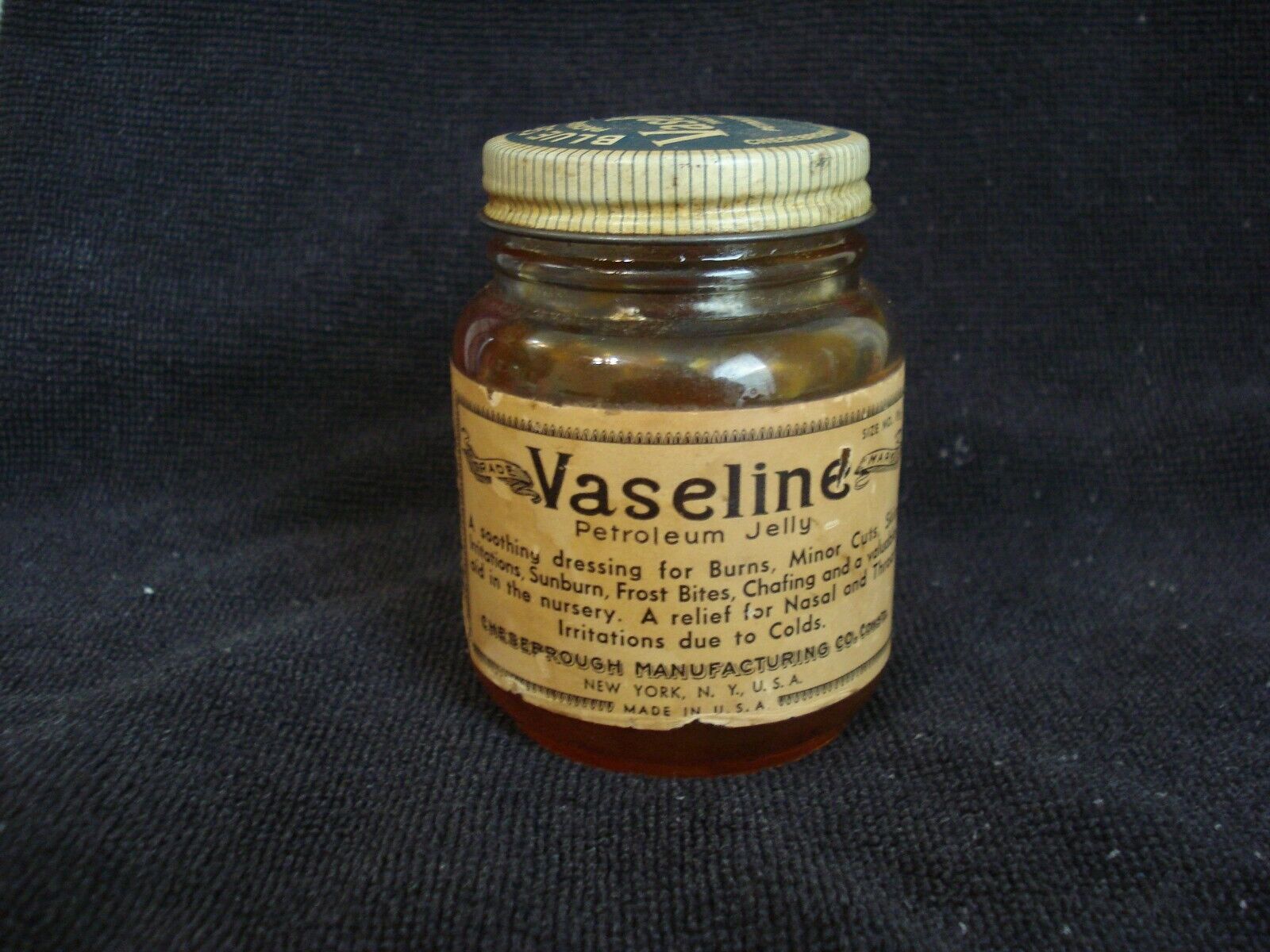 Vintage Vaseline Petroleum Jelly Jar Old and Original