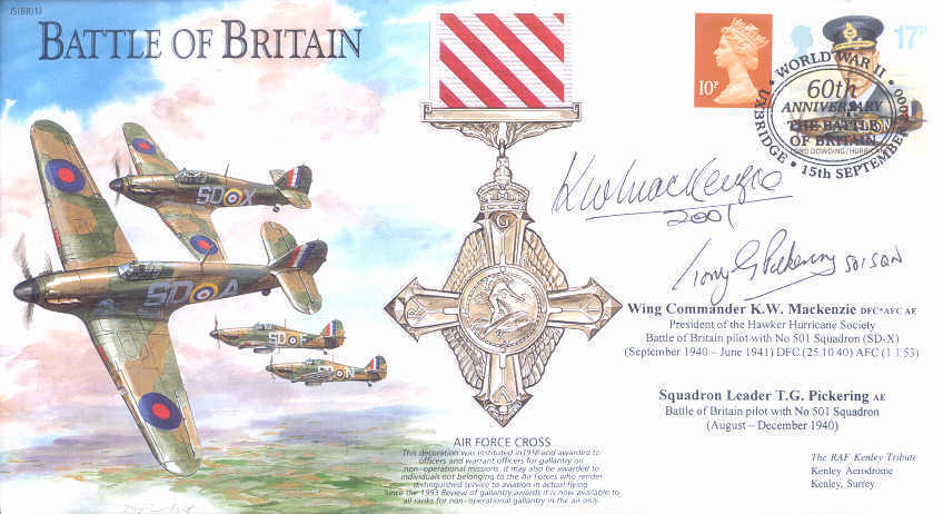 BB13e WWII Battle of Britain RAF cover signed WW2 Fighter MACKENZIE & PICKERING