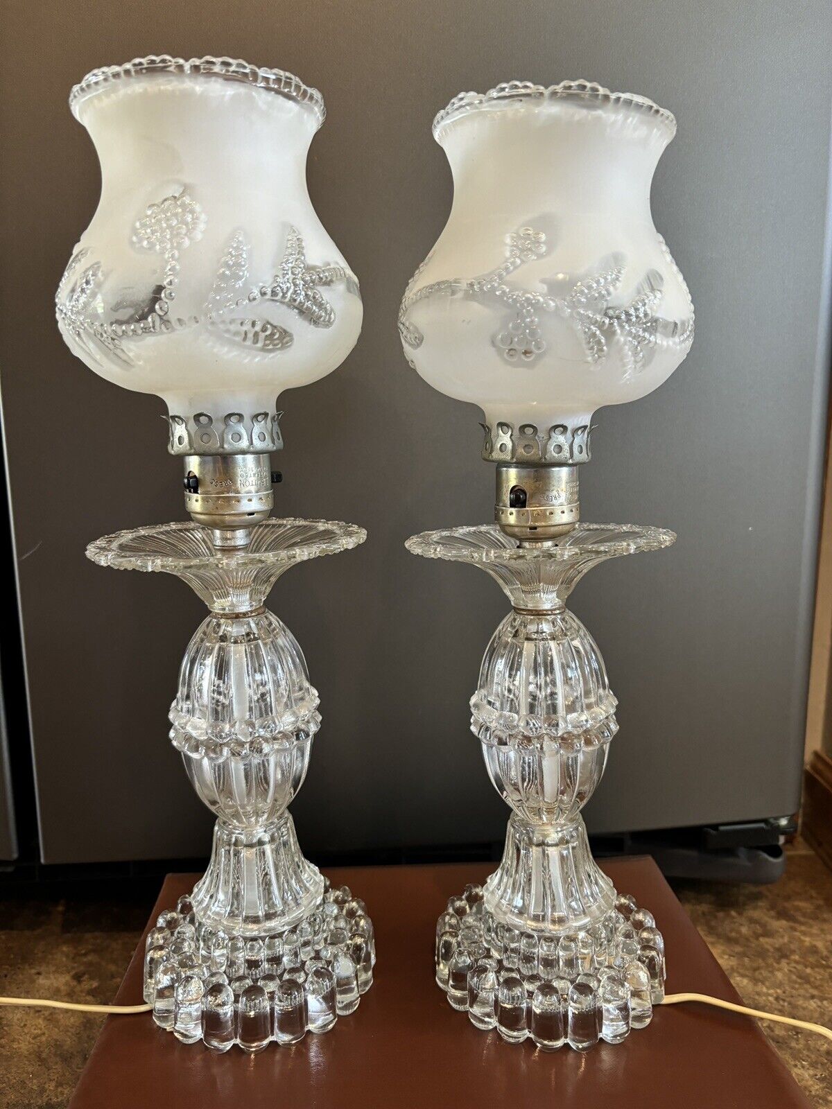 Antique Glass Boudoir Lamps