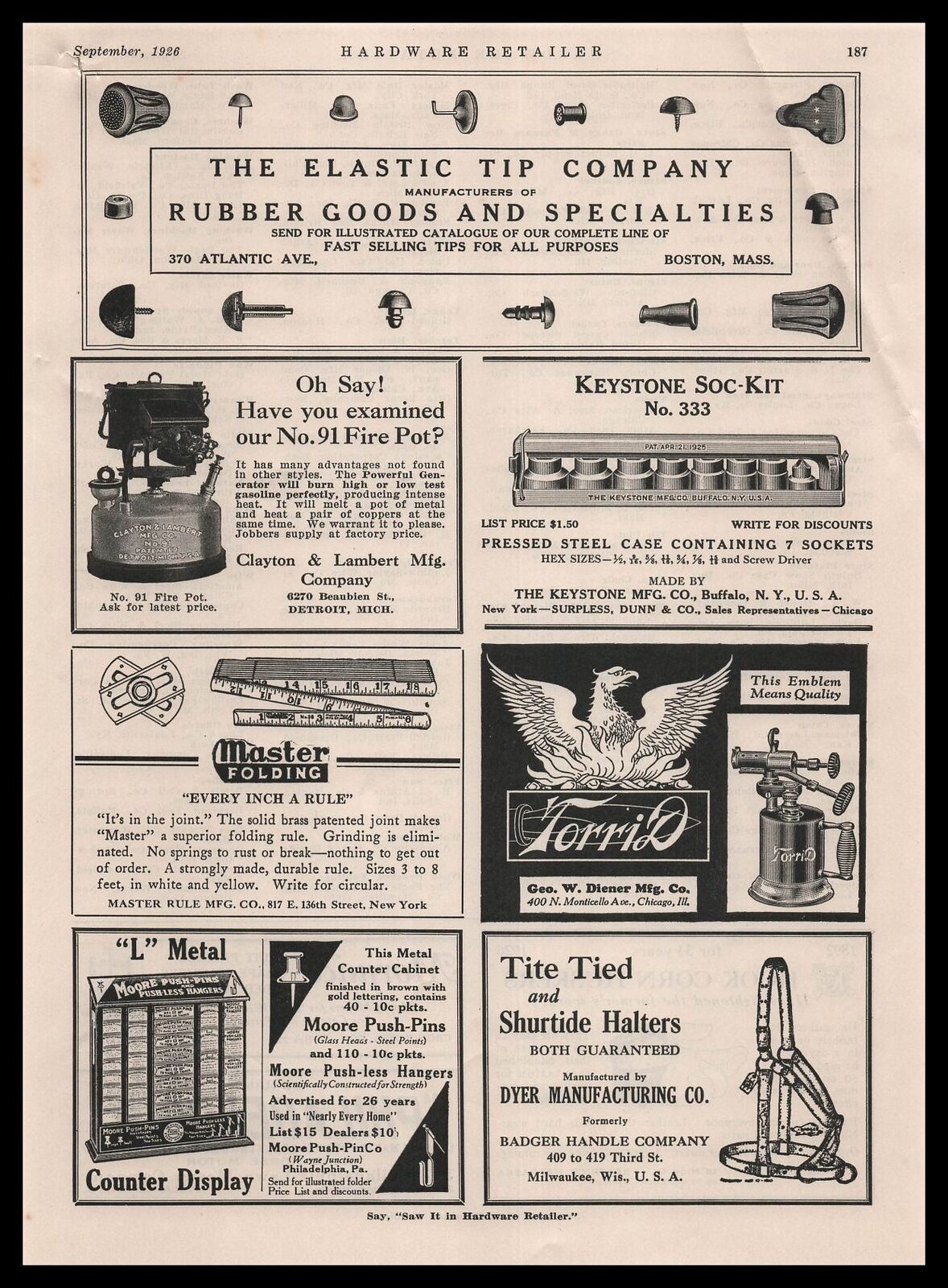 1926 Keystone Buffalo New York No. 333 Soc-Kit Socket Tool Set  Vintage Print Ad