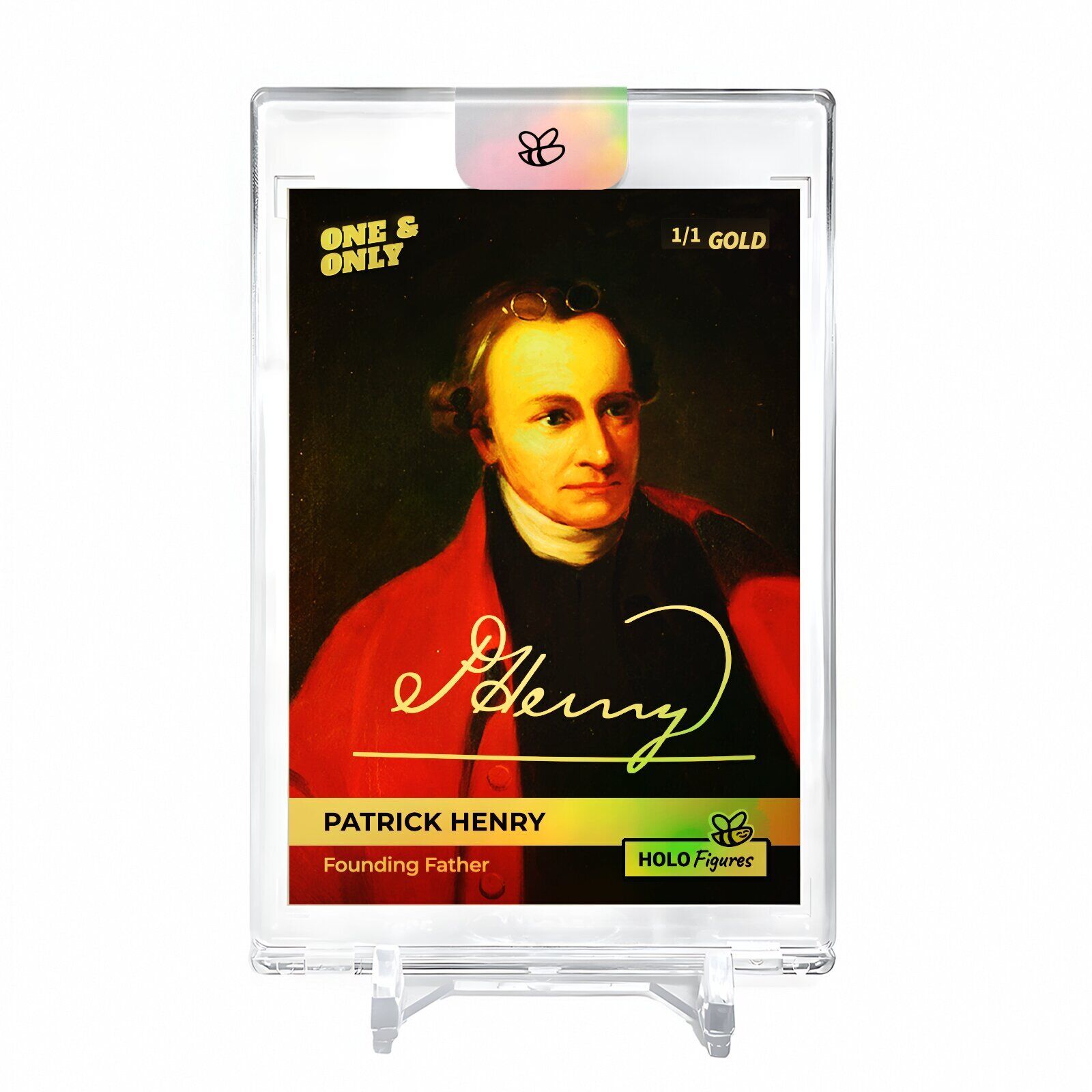 PATRICK HENRY Founding Father Card 2023 GleeBeeCo #PTFN-G Encased Holo GOLD 1/1