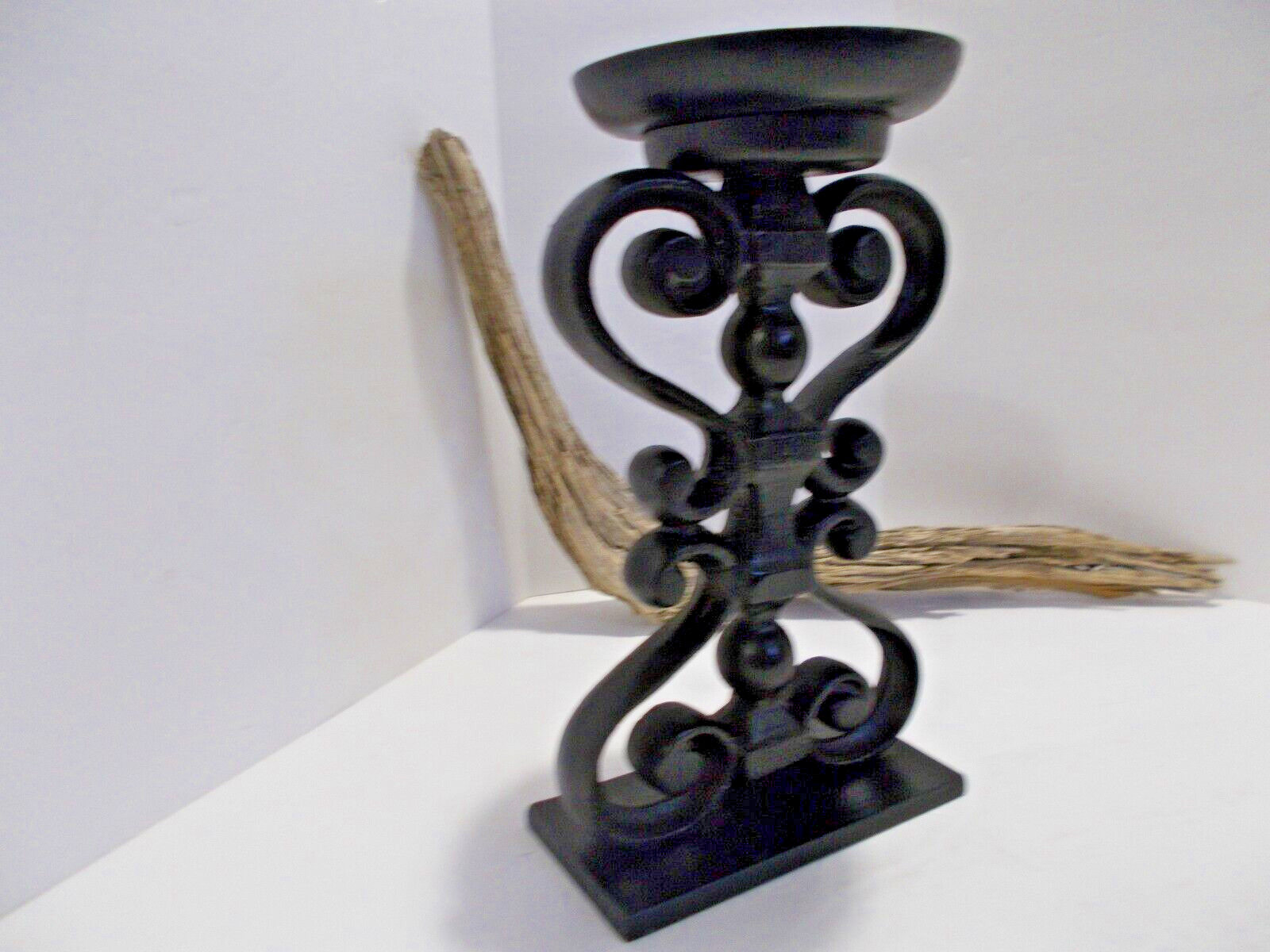 Unique Gothic Heavy Metal Wrought Iron Black Candle Holder Handmade Welded 8 1/4