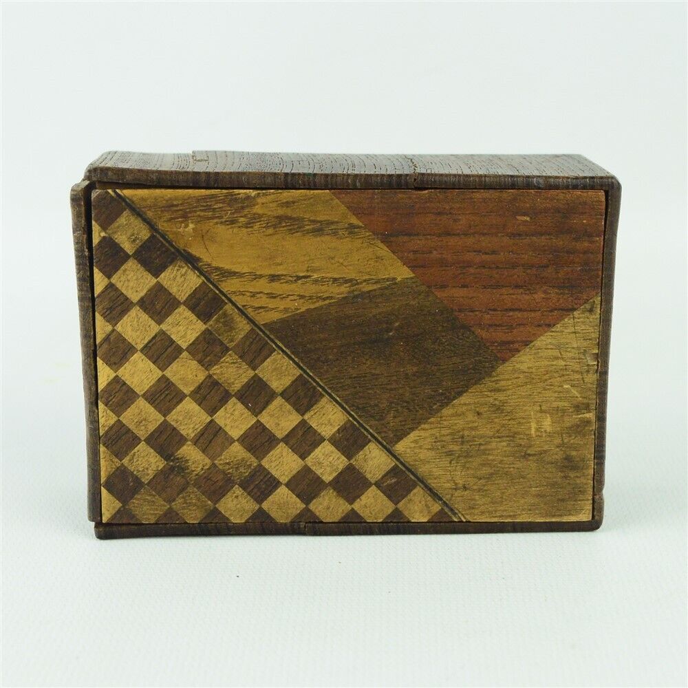 Vintage Art Deco 1 Move Carved Wood Puzzle Box Stash Secret Box Small 