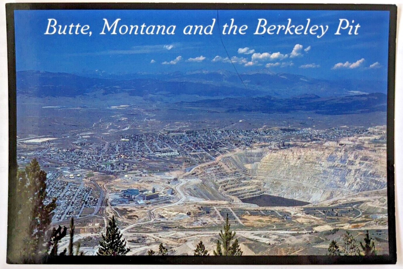 Butte Montana and the Berkeley Pit Vintage Chrome Postcard Unposted Aerial View