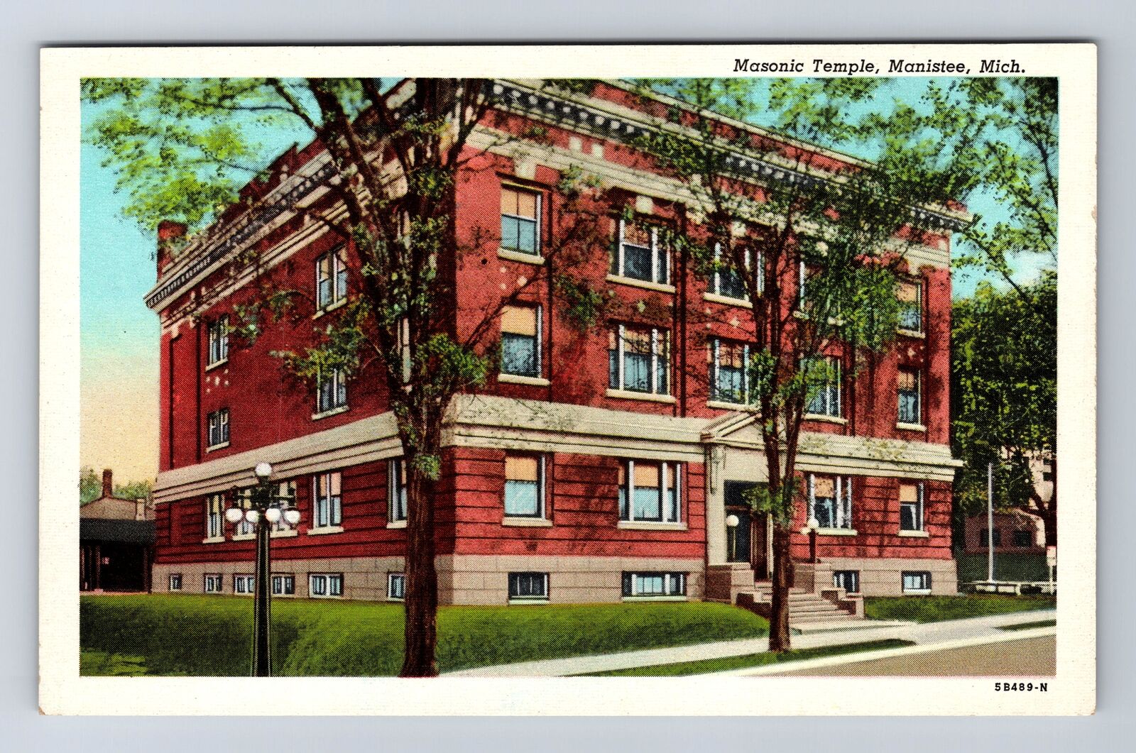 Manistee MI-Michigan, Masonic Temple, Antique, Vintage Postcard