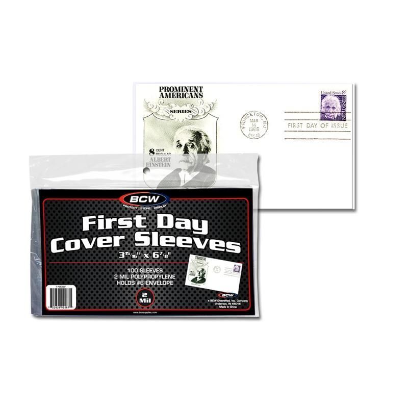 (100) Pack of BCW First Day Cover FDC Crystal Clear Poly Protective Sleeve