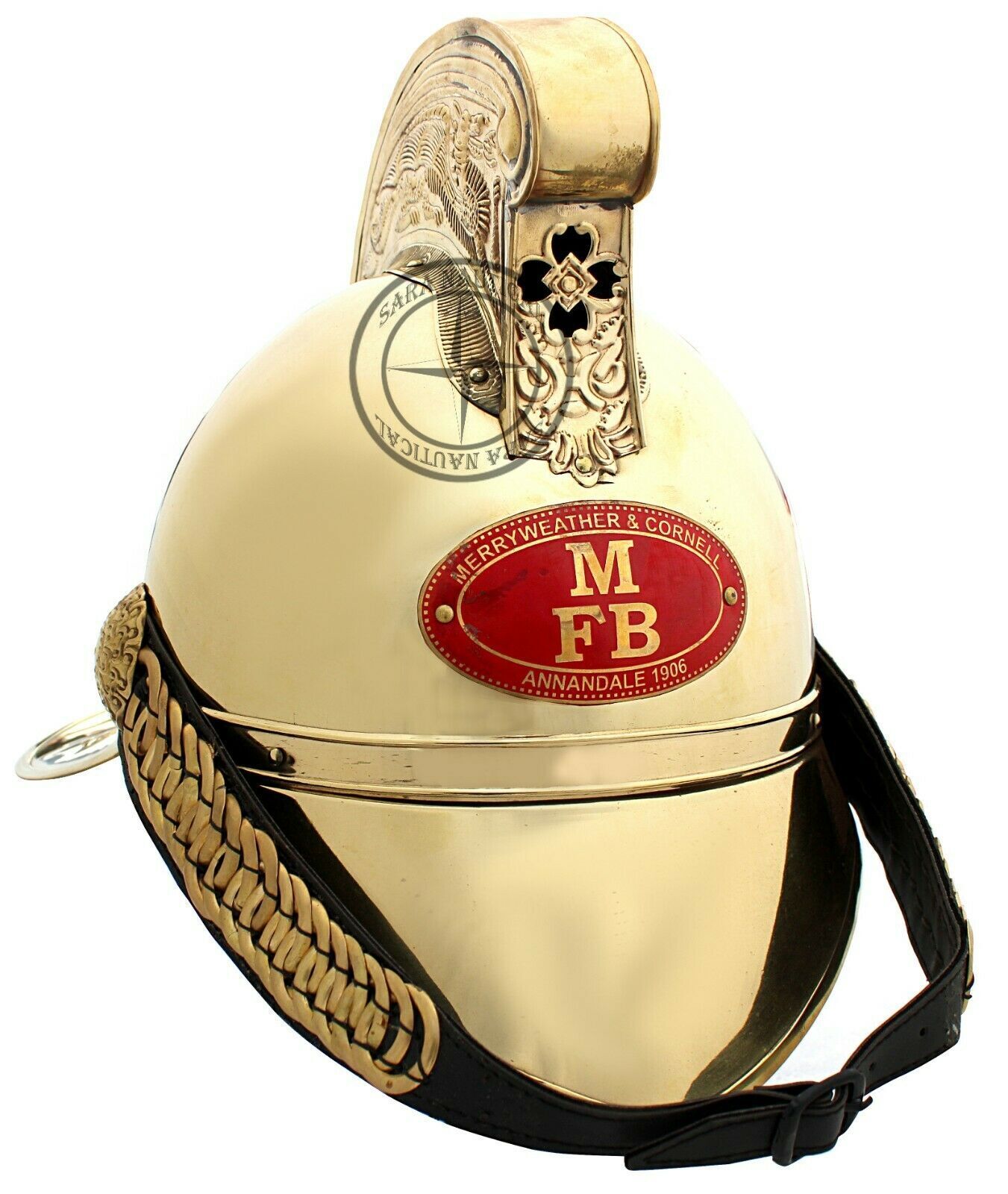 M FB Helmet Victorian Fire Fighter Helm Brass Fireman Helmet Merry Weather