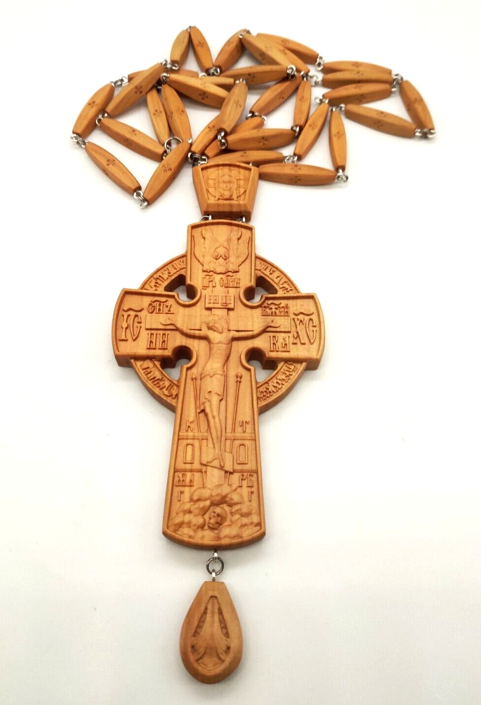Ukraine Wooden Crucifix Orthodox Priest Pectoral Cross Award with Chain